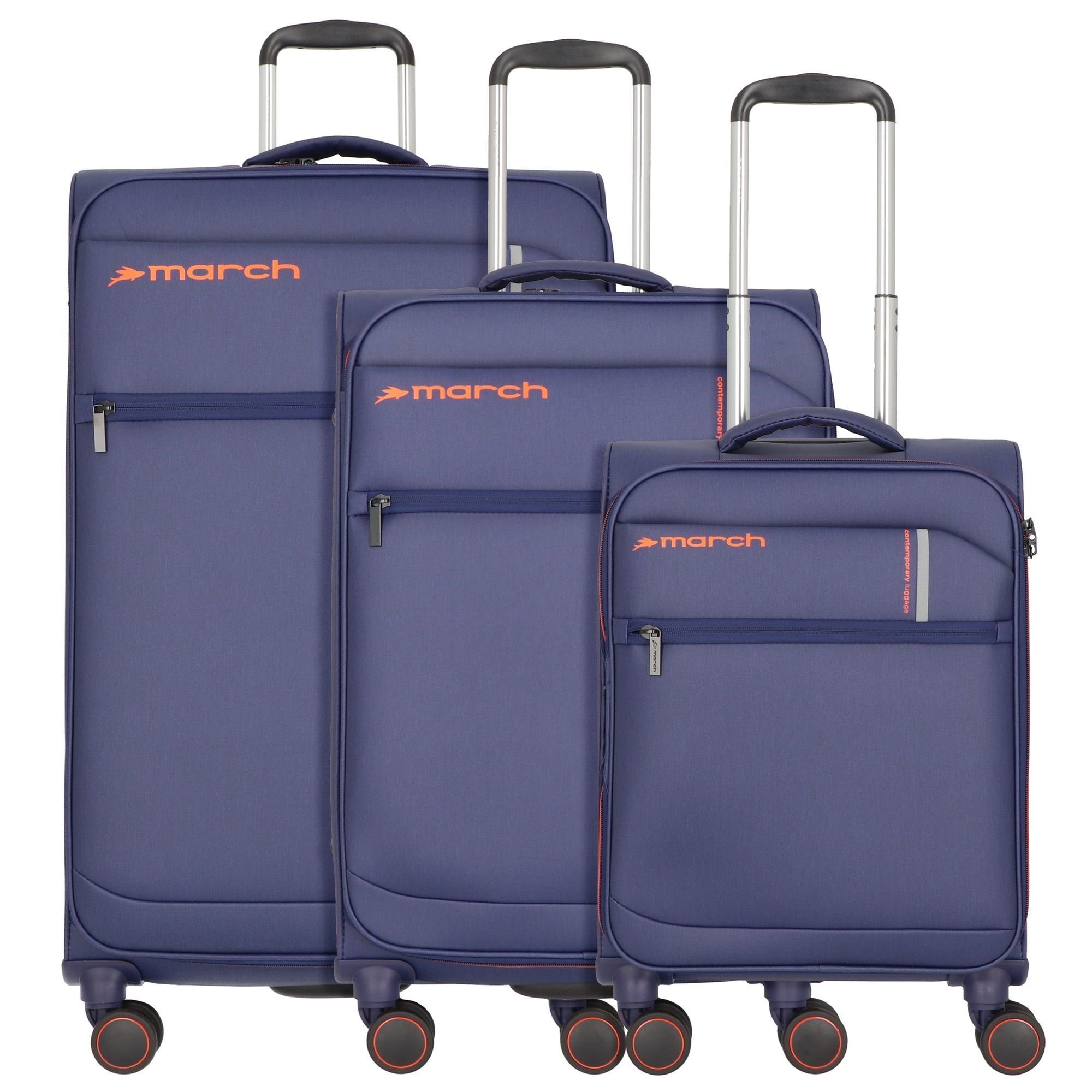 3 March15 Trolleyset Rollen, Polyester tlg), dark 4 Trading (3-teilig, blue Silhouette,