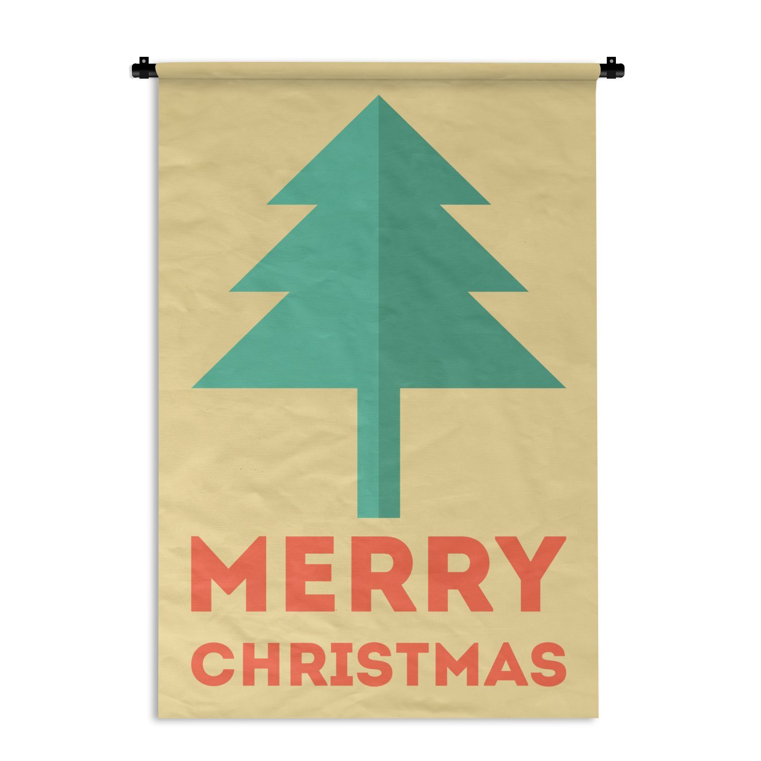 MuchoWow Wanddekoobjekt Weihnachten - Illustration - Weihnachtsbaum - Zitate - Frohe, Wanddeko für Wohnzimmer, Schlafzimmer, Kleid, Wandbehang, Kinderzimmer