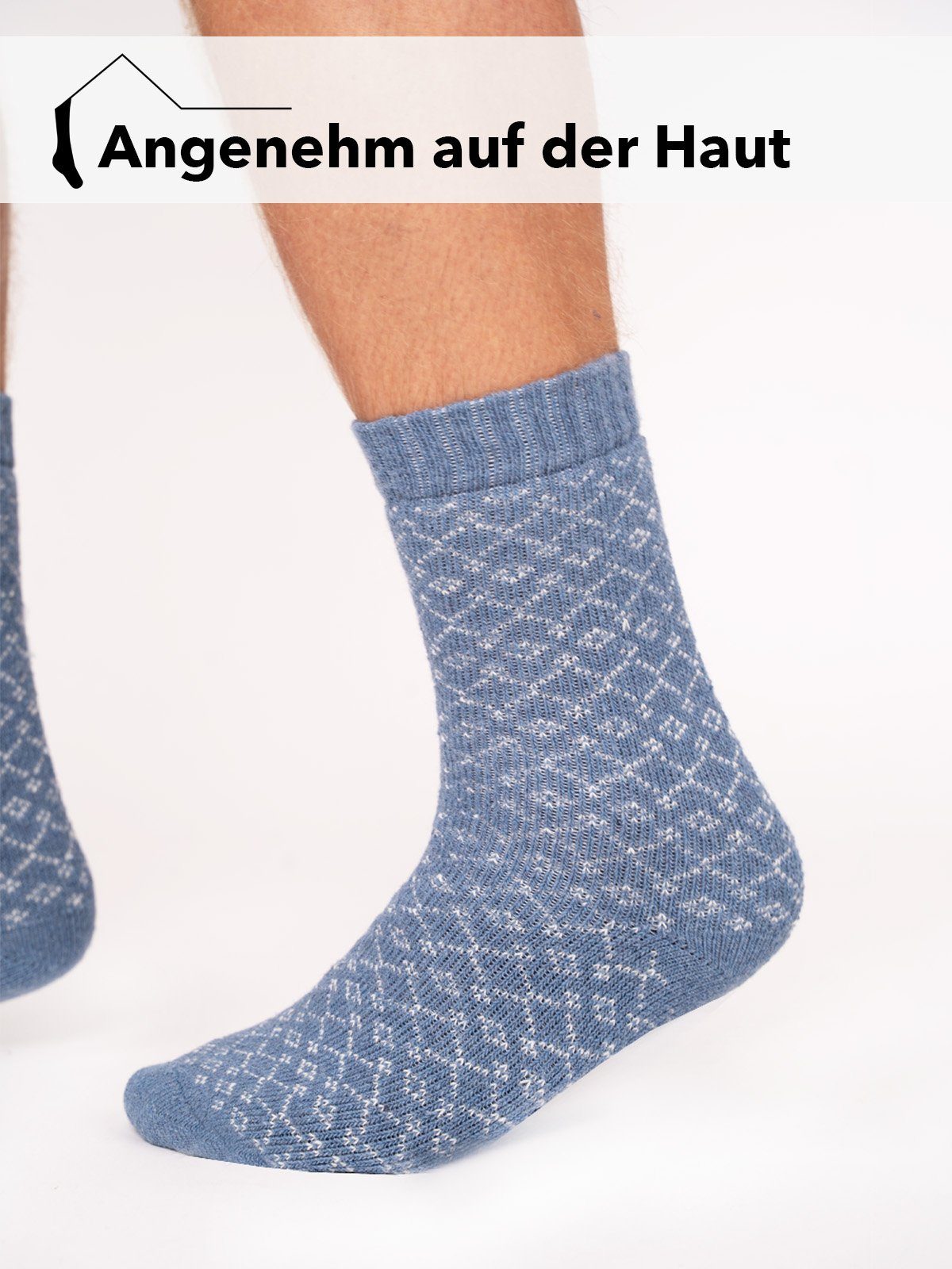 45% Dicke Herren Socken HomeOfSocks & Bunten In Design Mit Warm Wolle Dick Petrol Hygge Socken mit Hohem Socken Damen Hyggelig Für Wollanteil