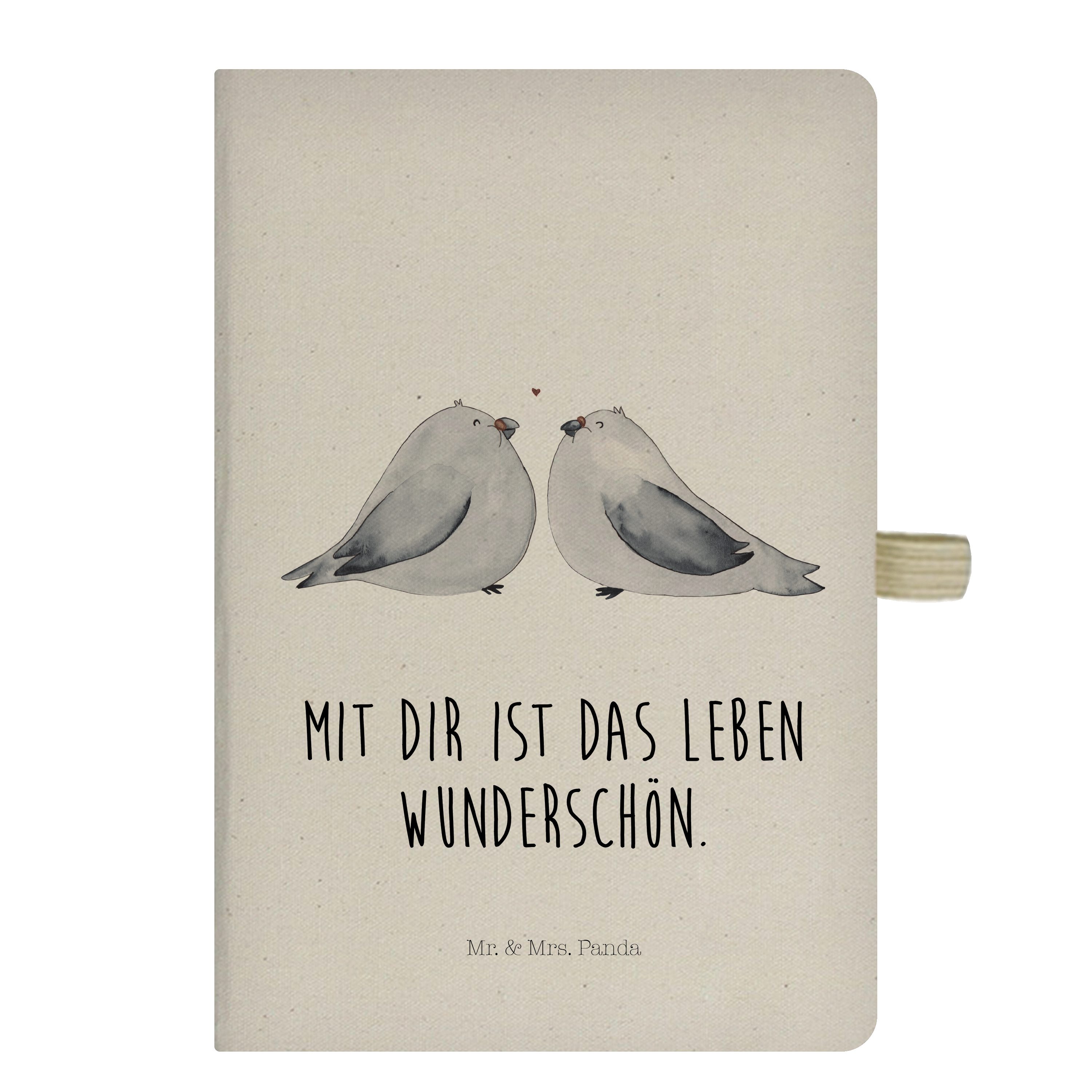 Mr. & Mrs. Panda Notizbuch Turteltauben Liebe - Transparent - Geschenk, Skizzenbuch, Pärchen, Eh Mr. & Mrs. Panda