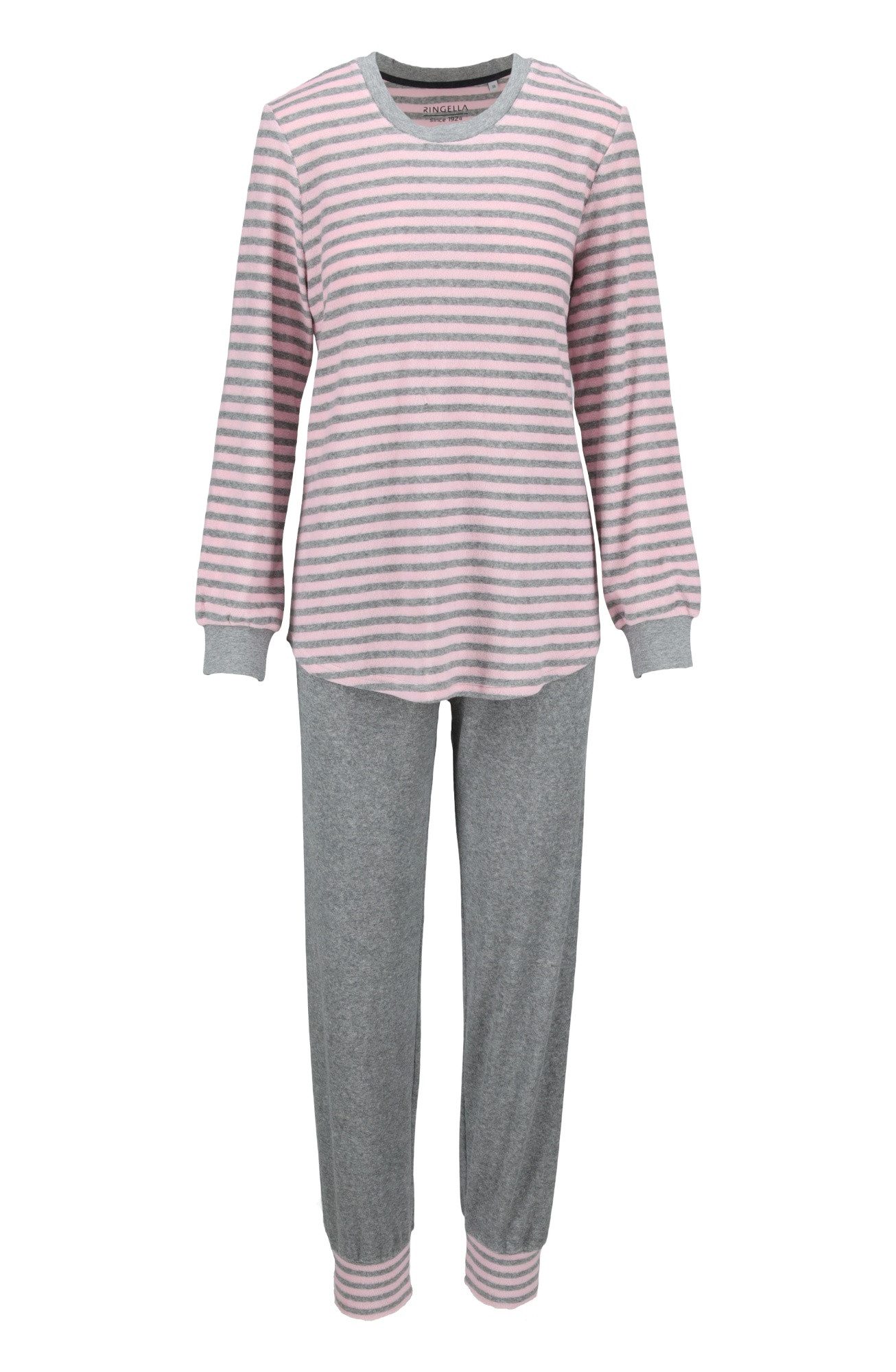 Ringella Pyjama - Langarm Schlafanzug aus geringeltem Stretchfrottee (2 tlg) Weicher, wärmender Stretchfrottee