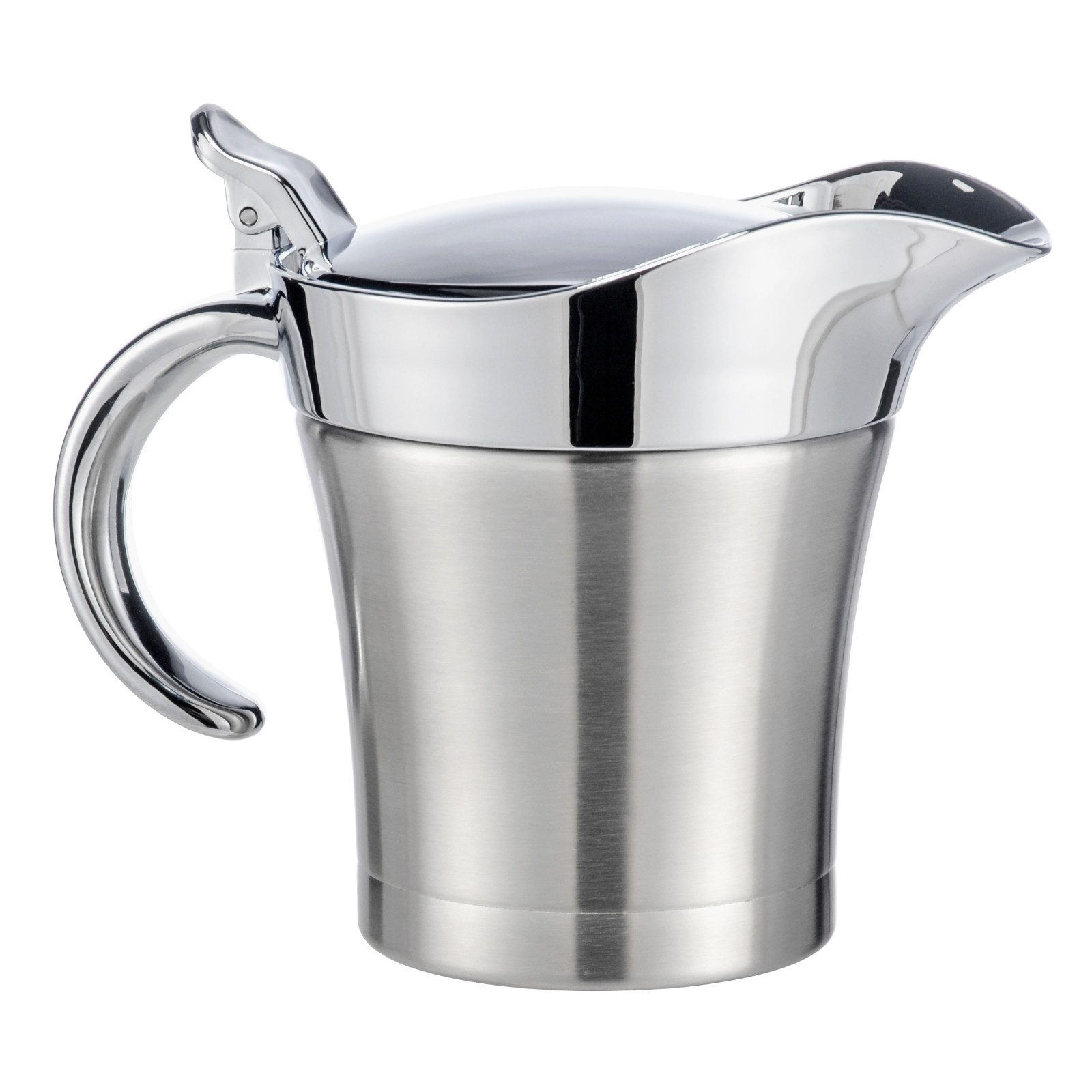 Haushalt International Sauciere Soßenbehälter Soßenkanne Edelstahl 400ml, Edelstahl, (Stück, 1-tlg), Doppelwandig, Einhand-Bedienung, Klappdeckel, Tragegriff