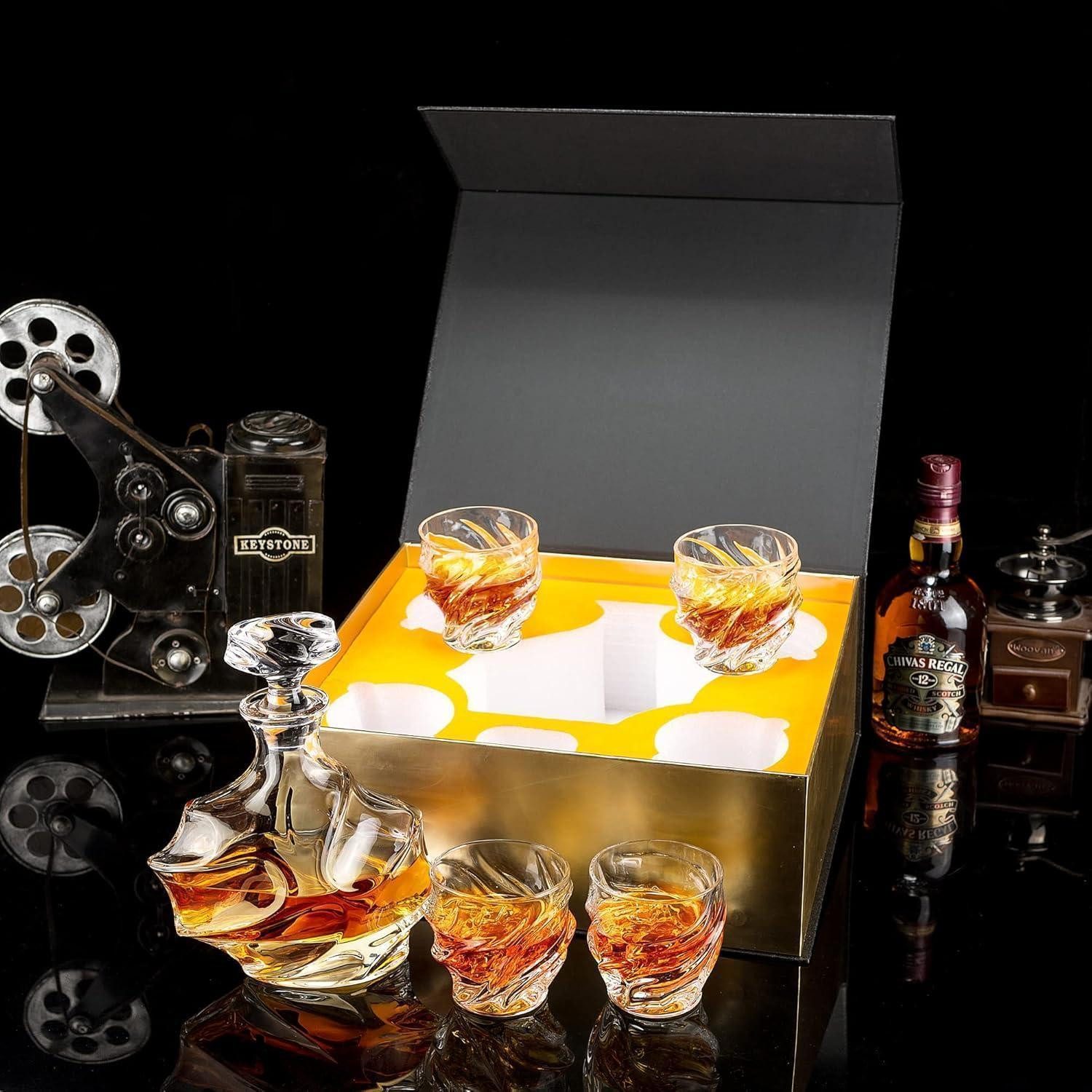 LuxusKollektion Whiskyglas Whisky Karaffe und Gläser Set 750 ml 5-teilig transparentKristallglas