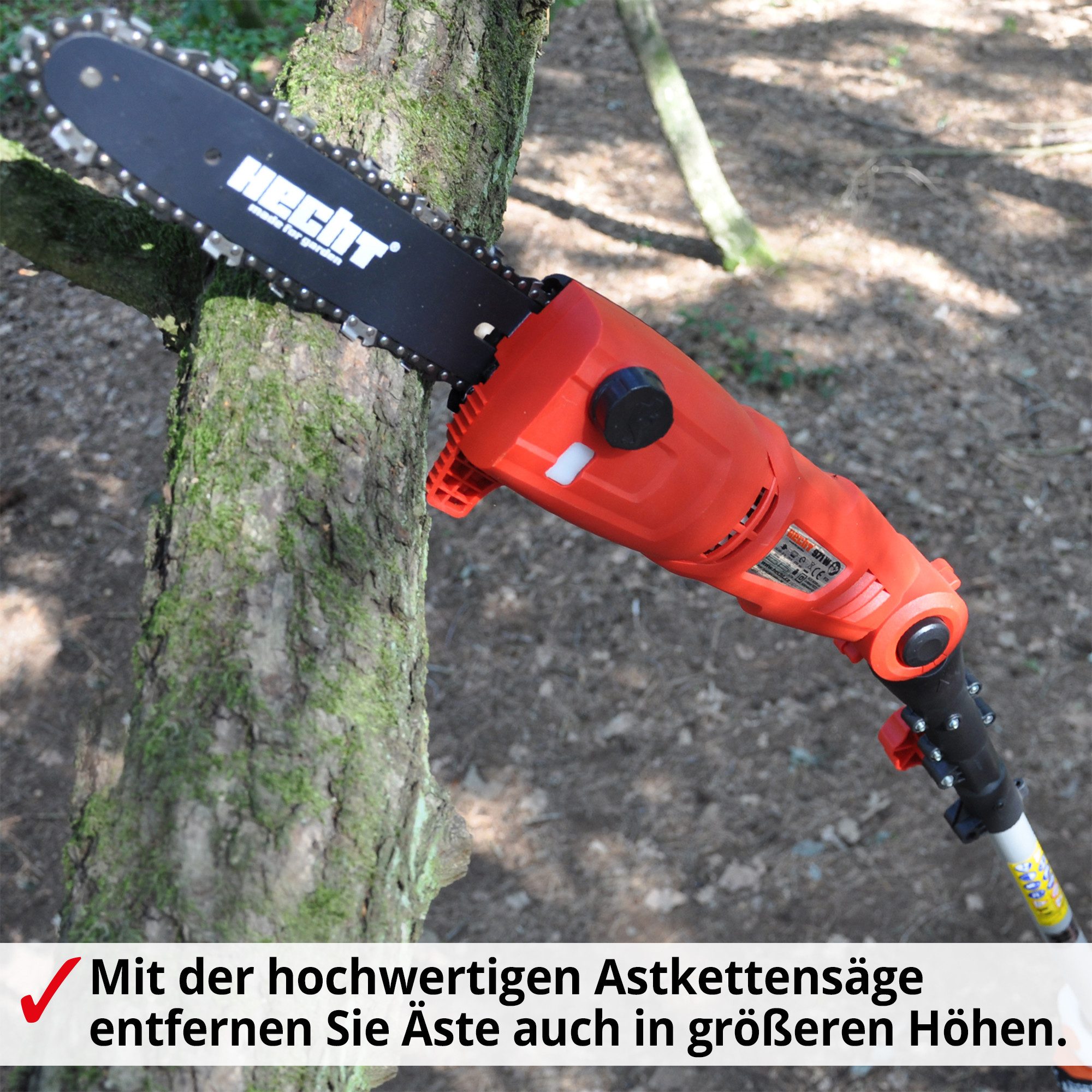 Hecht Hochentaster Elektro 971W inklusive Tragegurt Schwertschutz, bis 4,50 m Arbeitshöhe, 750 W, 24 cm Schnittlänge – Bild 5 von 5