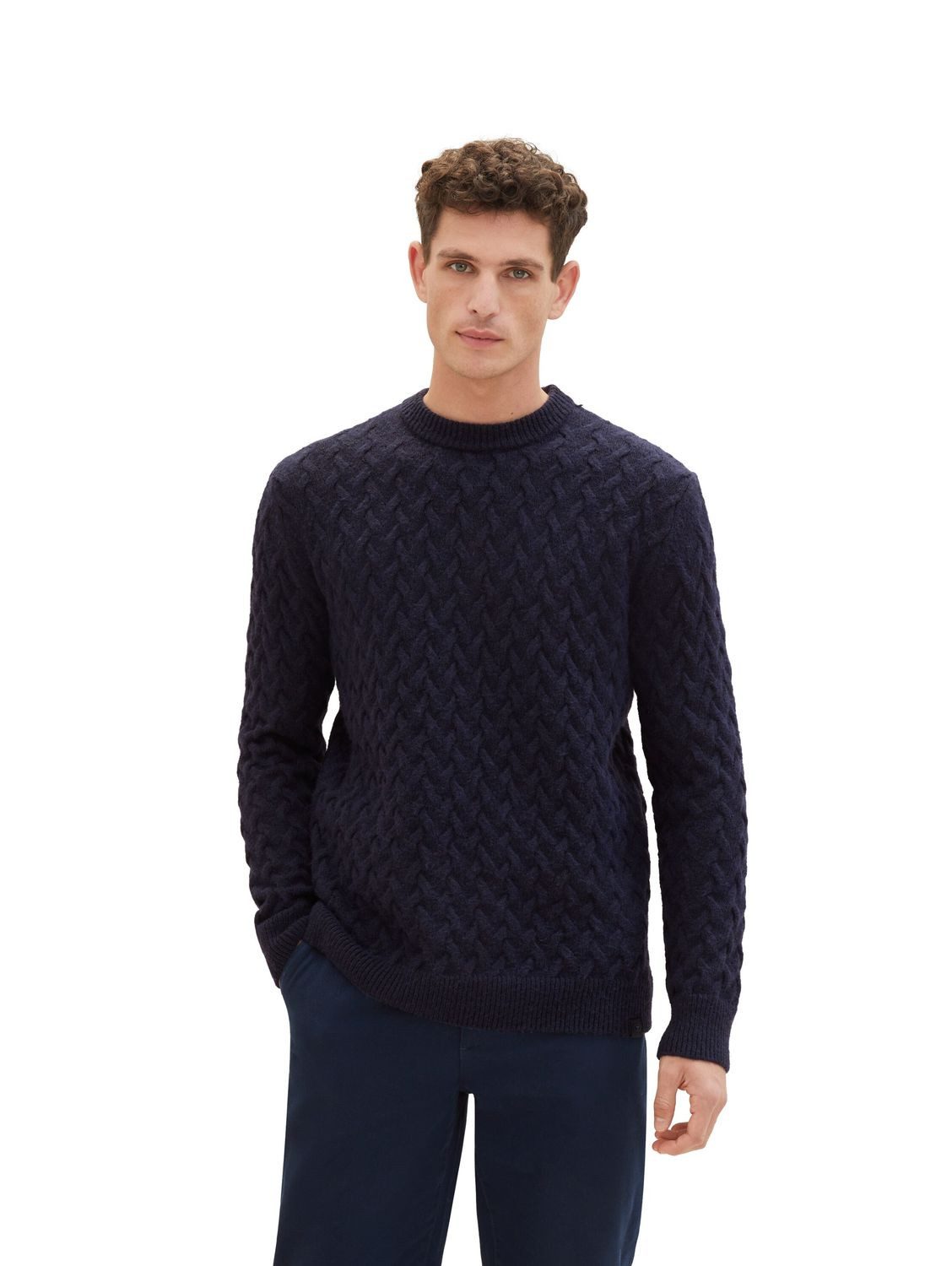 TOM TAILOR Strickpullover COSY CABLE KNIT mit Wolle