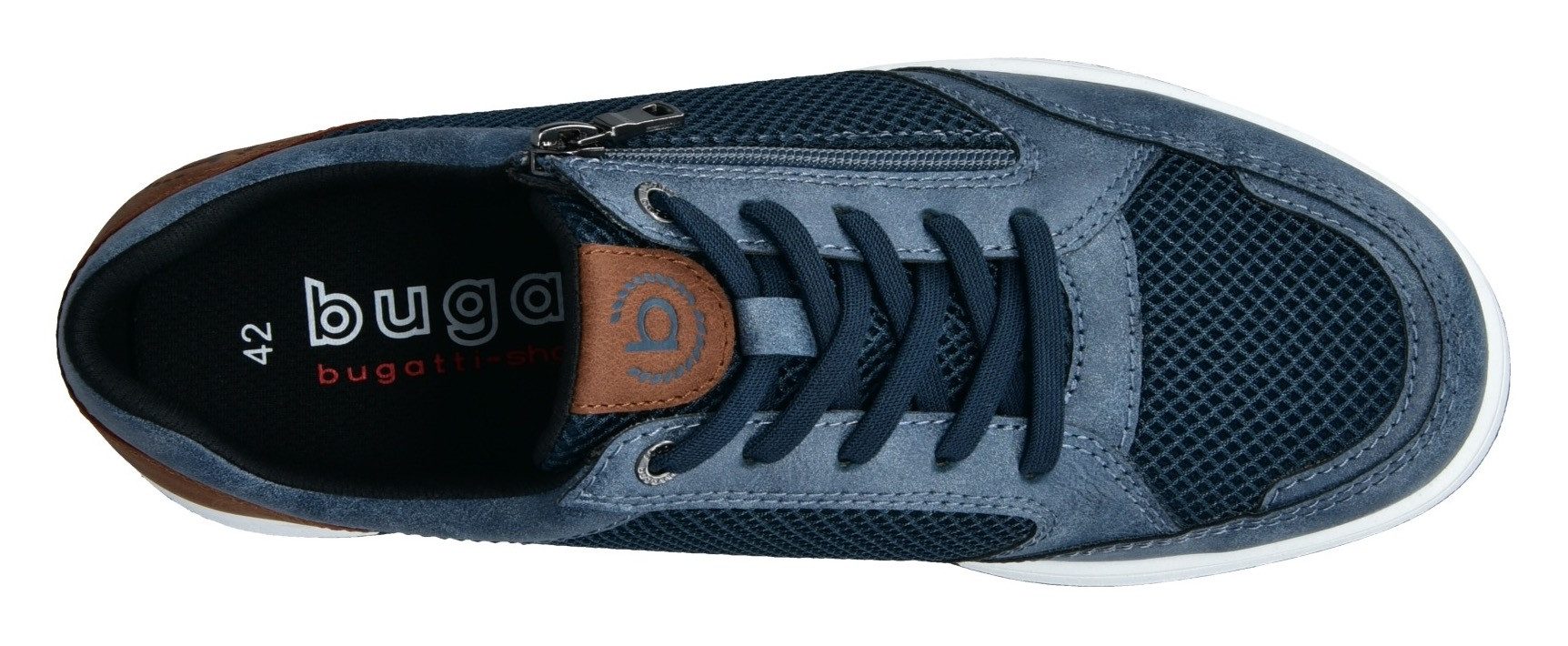 bugatti Sneaker, Freizeitschuh, Halbschuh, Schnürer mit Kontrastbesatz an der Ferse