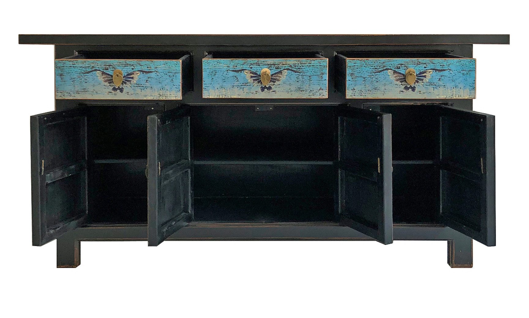 OPIUM OUTLET Sideboard Schrank Kommode Asia Vintage Möbel chinesisch orientalisch asiatisch (authentische Motive, Hochzeitsschrank Anrichte Buffet), B x T x H: 175 cm x 45 cm x 85 cm / komplett montiert