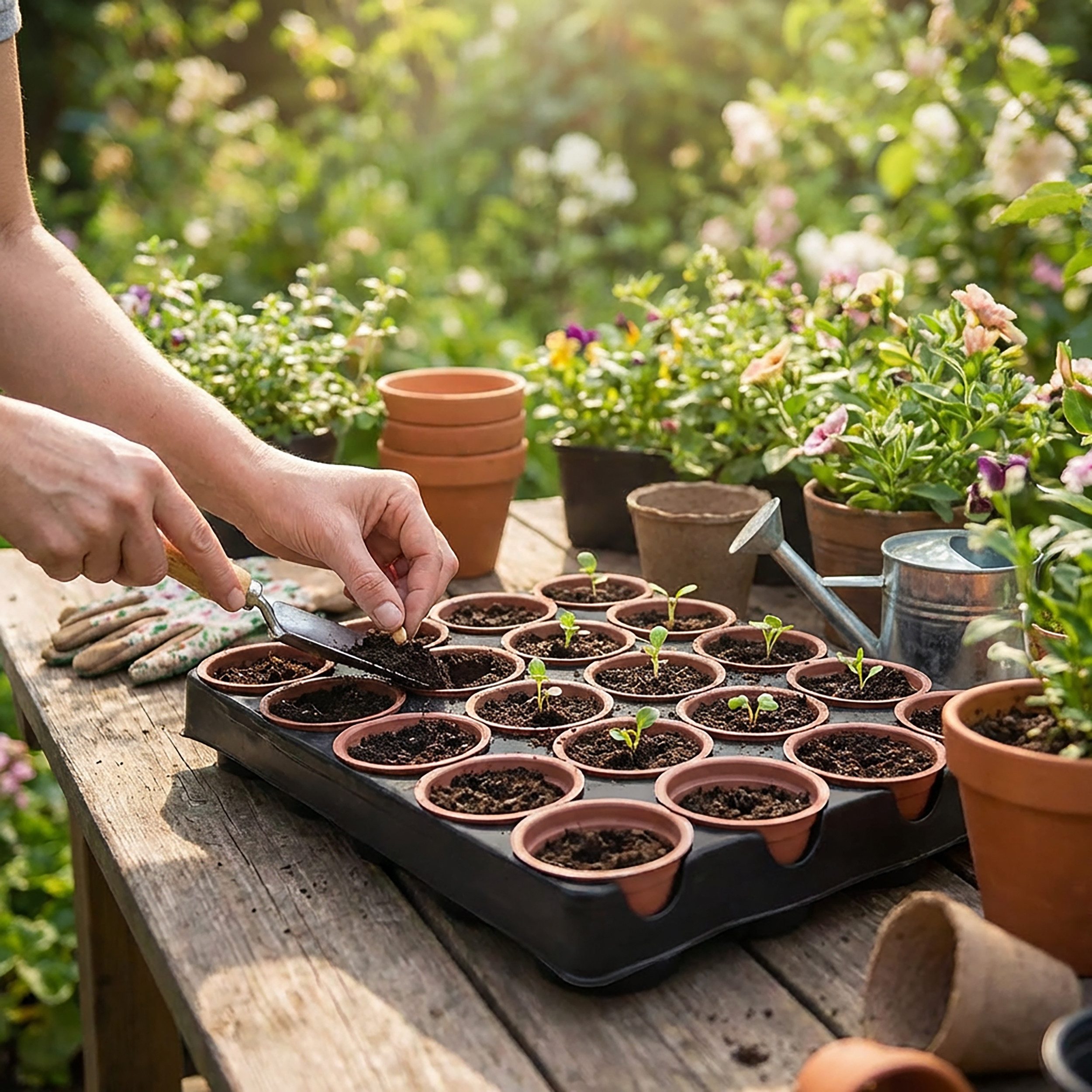 TOPCENT Anzuchttopf Anzucht-Set 21-teilig – Anzuchttöpfchen+Anzuchtpalette aus Kunststoff (21 St), Anzuchtpalette mit Anzuchttöpfchen