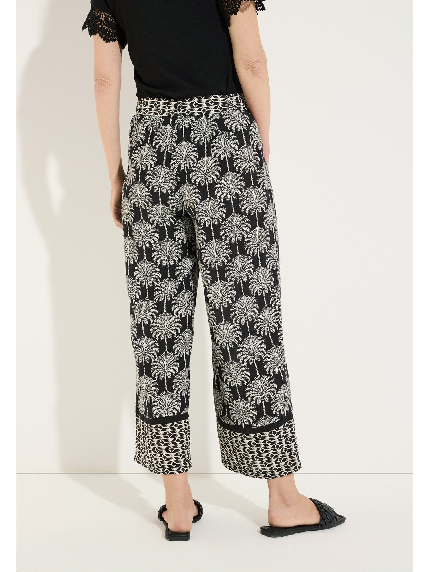 MORE&MORE Stoffhose sommerliche 7/8 Hose, Palmen-Print