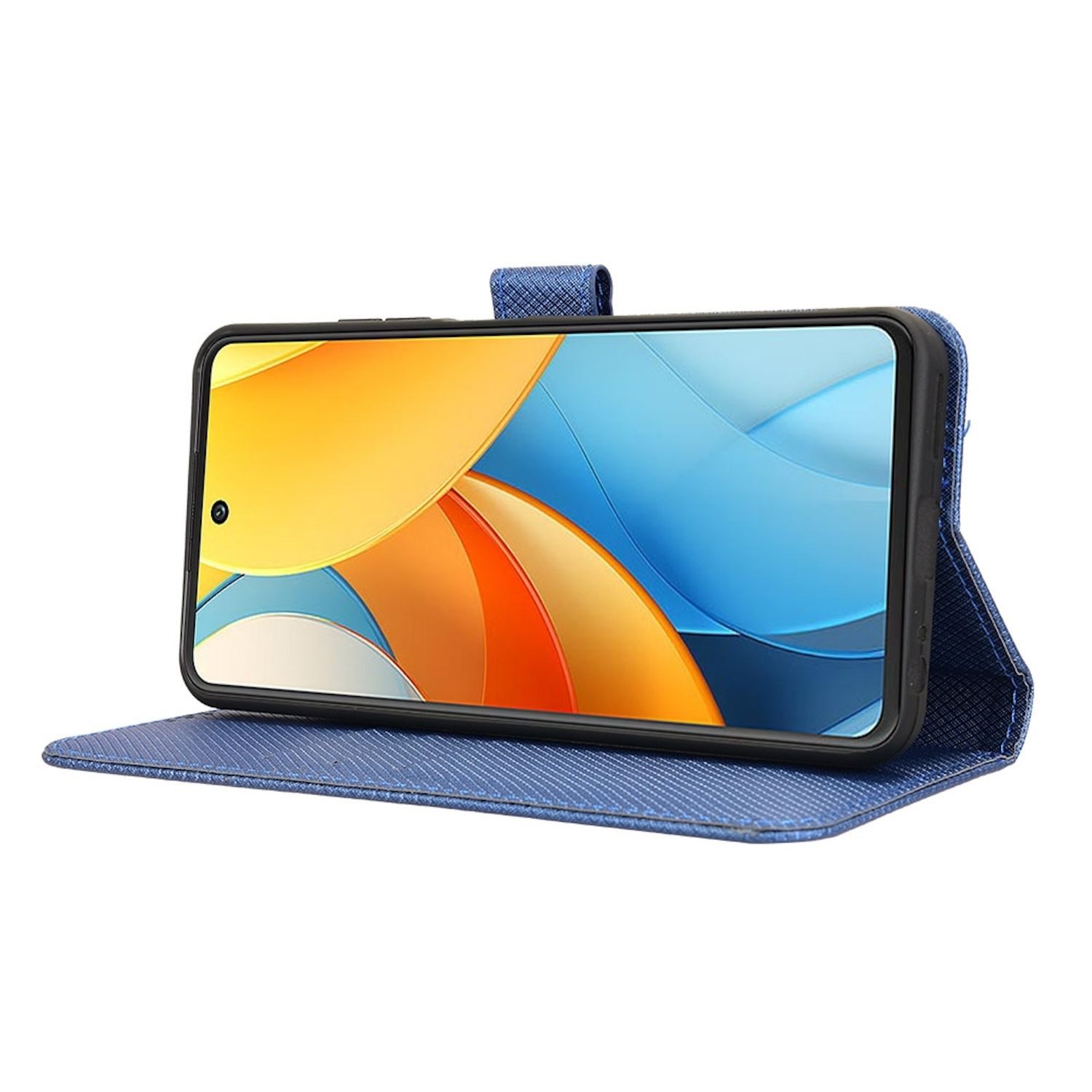 Wigento Smartphone-Hülle Für ZTE Blade V60 Vita / Axon 60 Lite Design Kunst Leder Hülle Blau, Diamantstruktur PU-Lederhülle mit Kartenfächern und Standfunktion