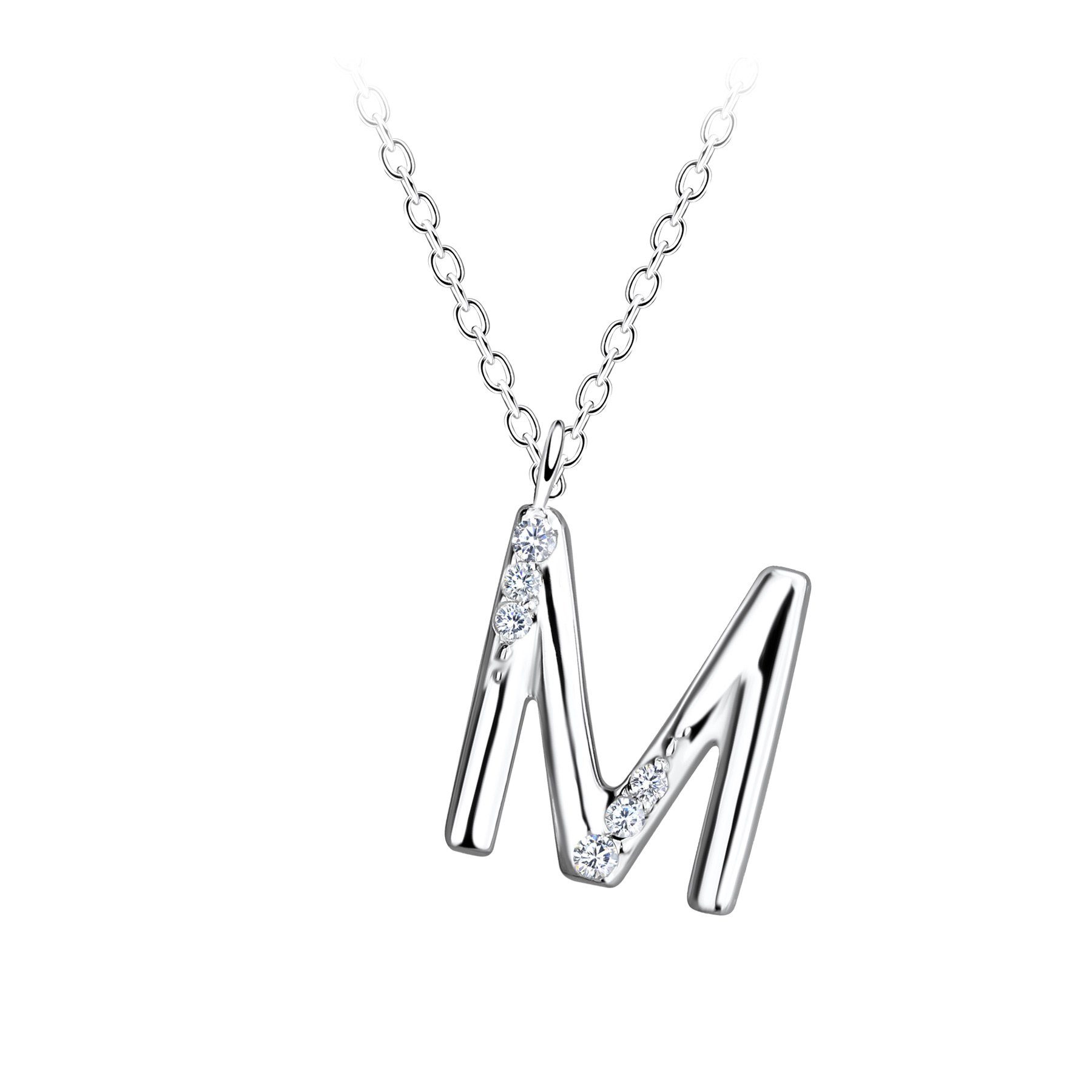 ALEXANDER YORK Kette mit Anhänger Buchstabenanhänger M, 2-tlg., 925 Sterling Silber