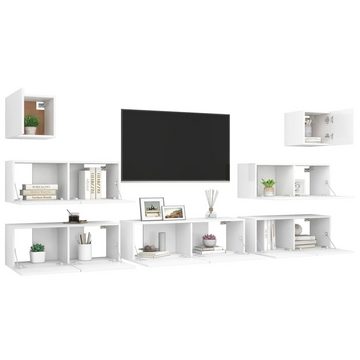 vidaXL Kleiderschrank 7-tlg TV-Schrank-Set Weiß Spanplatte TV-Konsole für Fernseher