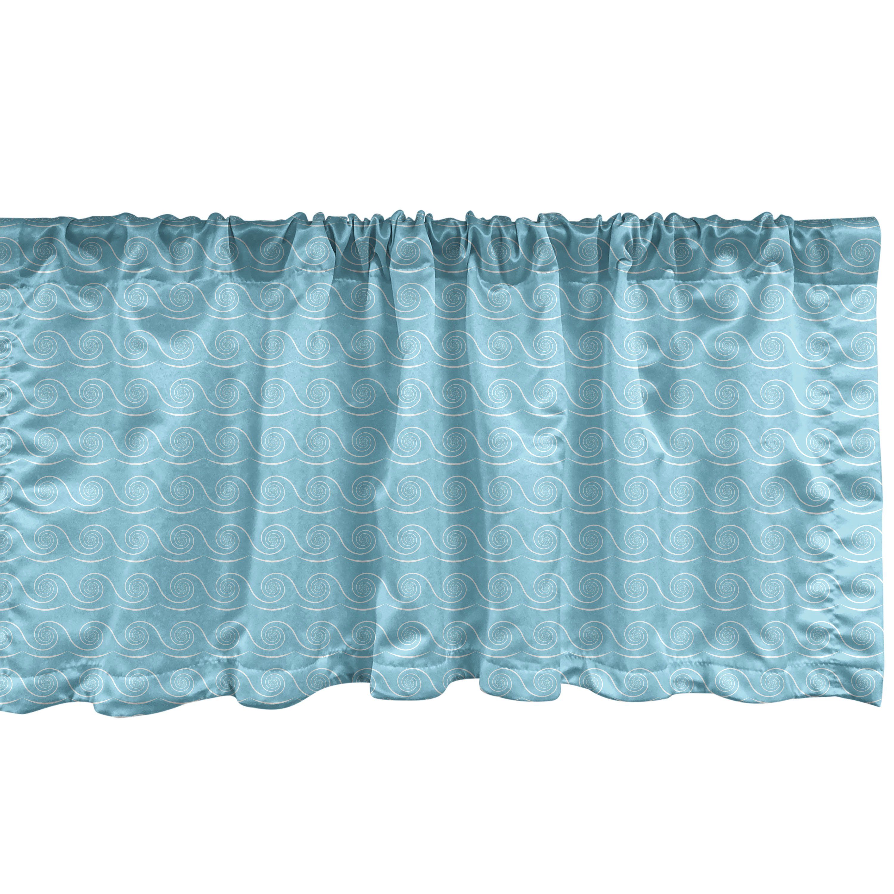 Scheibengardine Vorhang Volant für Küche Schlafzimmer Dekor mit Stangentasche, Abakuhaus, Microfaser, Blau Weiche Windende Wellen-Muster