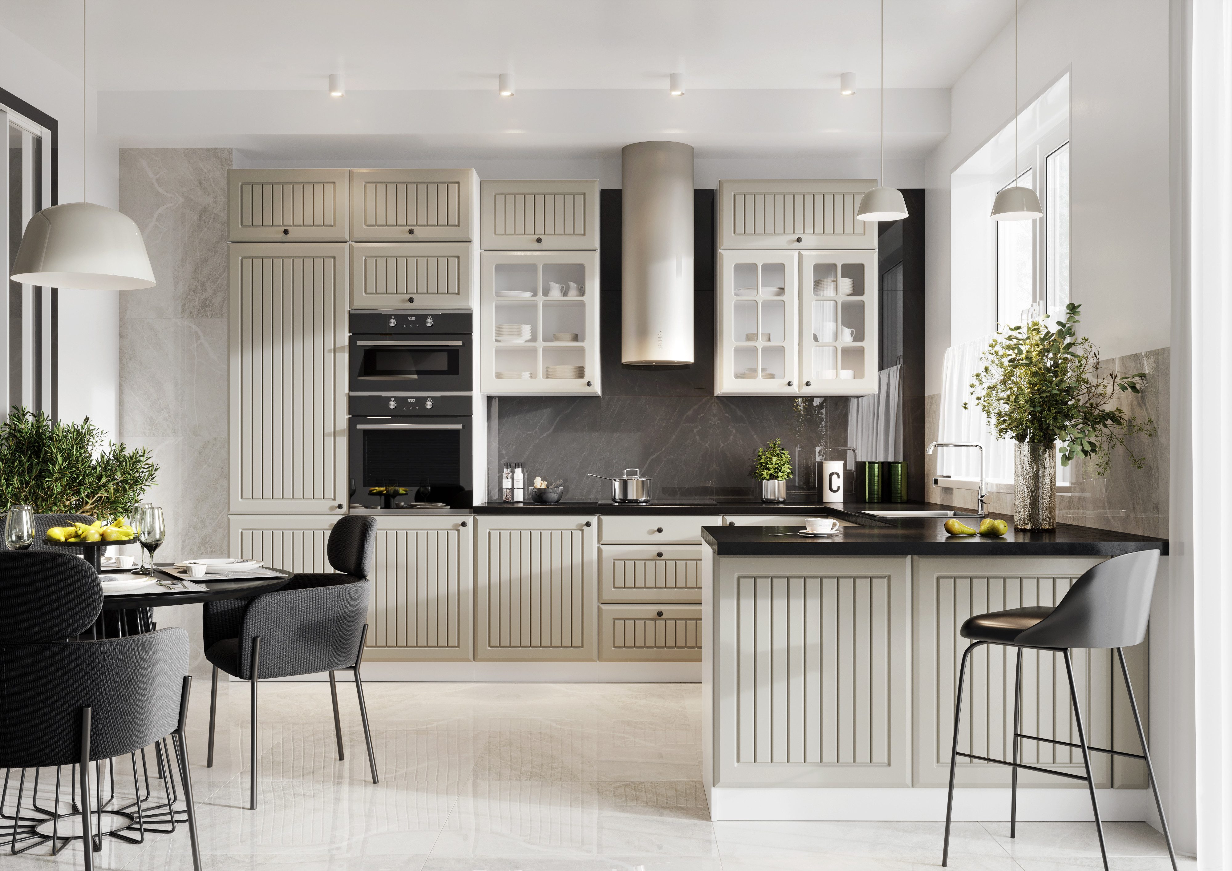 ROYAL24_MARKT Küchenzeile in U-Form KS7-G600 – IRMA - Viel Stauraum, (Komplett Set), Hochwertig - Modern - Exklusiv