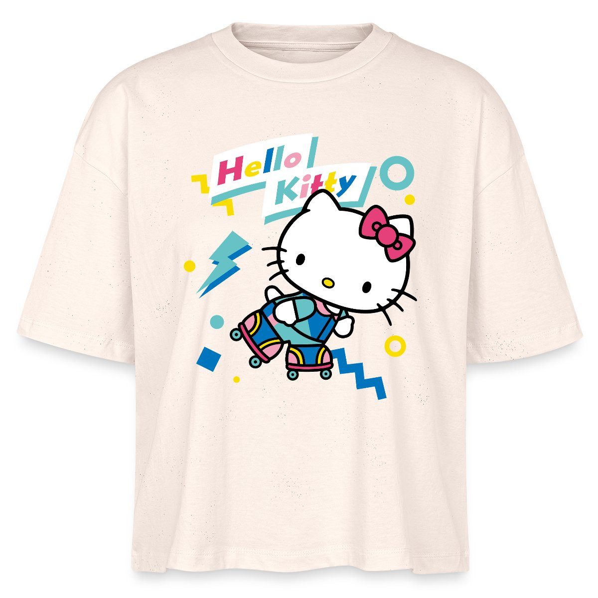 T-Shirt Hello Kitty 90er Stil Mit Rollschuhen Boxy Shirt Damen