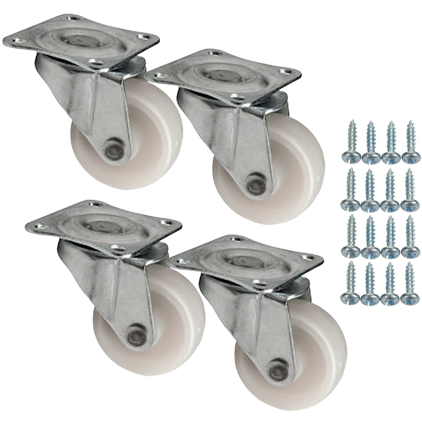 SO-TECH® Möbelrolle Lenkrollen MAINZ ohne Bremse (Feststeller) inkl. Schraubense, (4-St), Ø 30 mm, weiß, Belastbarkeit bis 48 kg (12 kg pro Rolle)