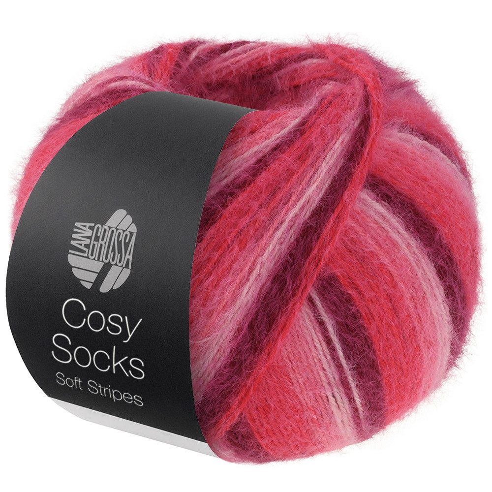 LANA GROSSA Meilenweit 100 g COSY SOCKS SOFT STRIPES Häkelwolle, 400 m (Flauschige Sockenwolle mit Merinowolle mit besonderem Druckeffekt, waschmaschinenfest), 100 g