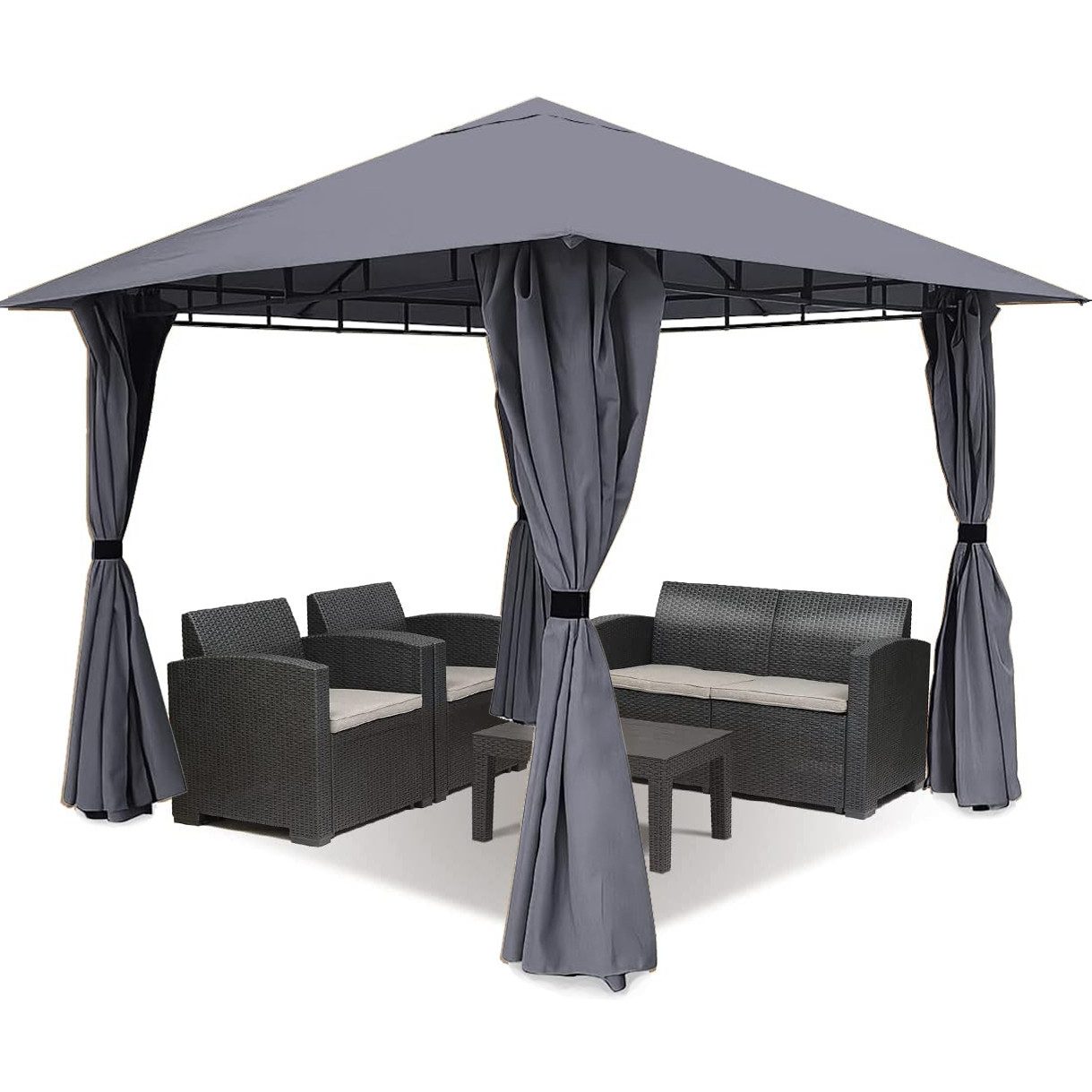 Sekey Pavillon Gartenpavillon 300x300 cm Partyzelt Gartenzelt, mit 4 Seiten günstig online kaufen