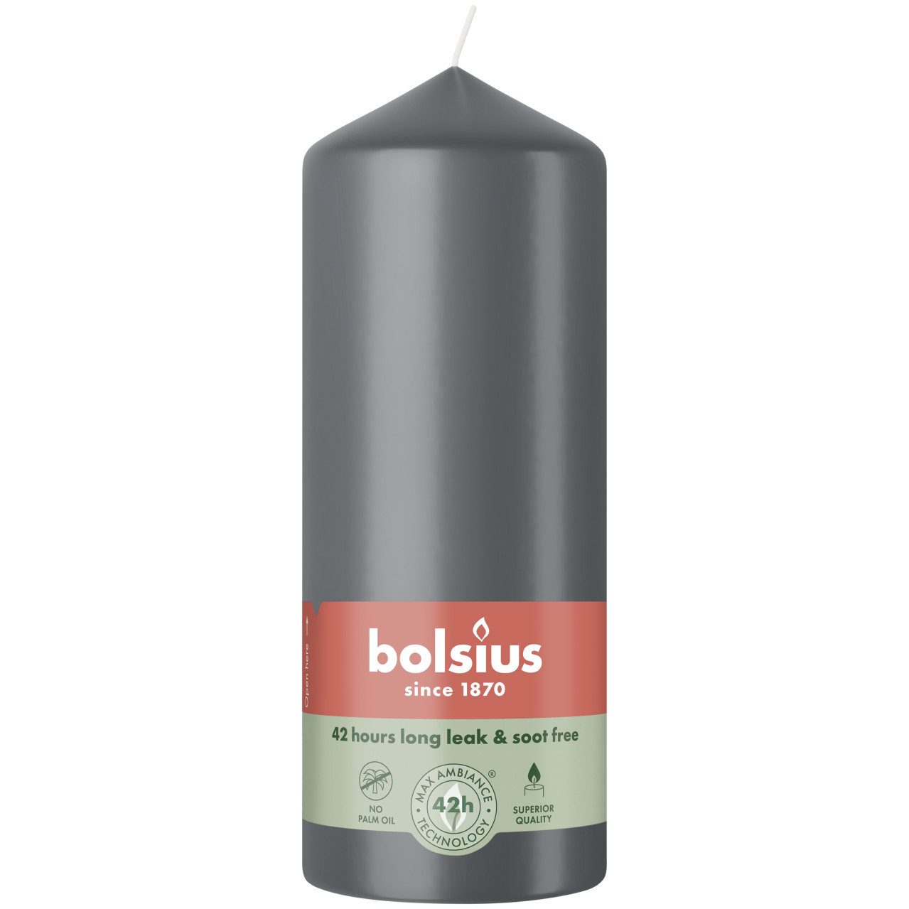 Bolsius Stumpenkerze Bolsius Stumpenkerze grau 15 cm Ø 5,8 cm