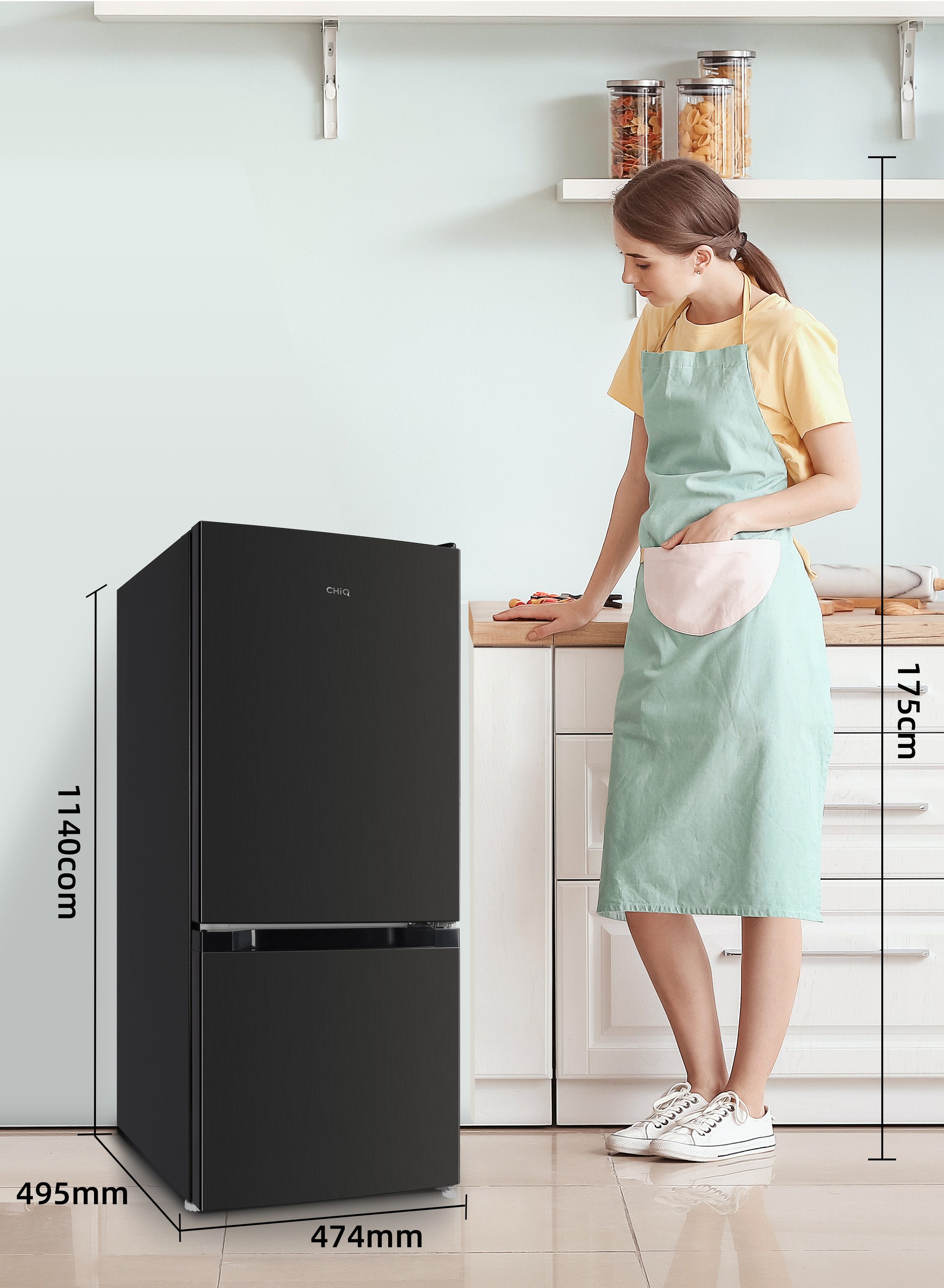 CHiQ Kühl-/Gefrierkombination Low Frost CBM117L42, 114 cm hoch, 47.4 cm breit, 117L Kühlschrank,12 Jahre Garantie auf den Kompressor,Low-frost