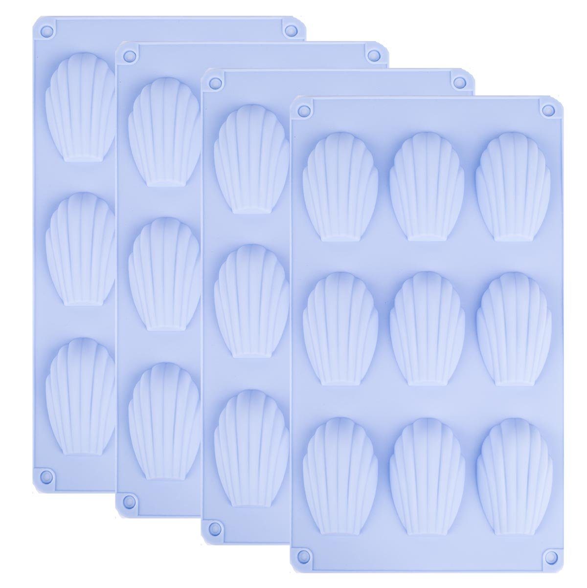 mixed24 Silikonform 4er Set Silikon Madeleine Backformen Bärentatze Muschel, (4-tlg)