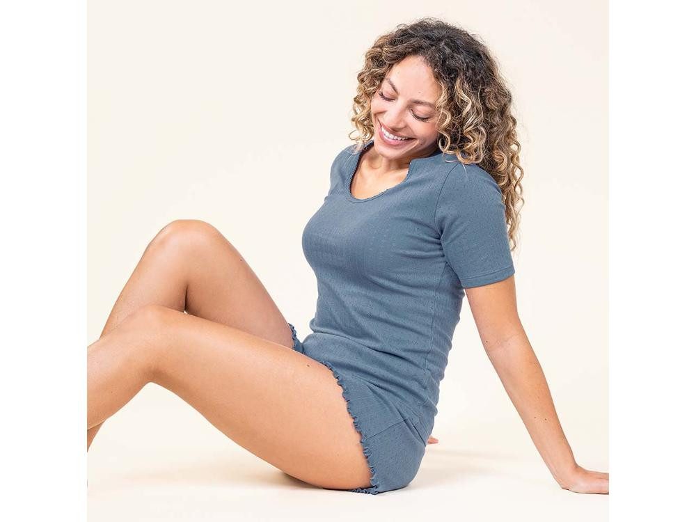 LIVING CRAFTS Pyjama Living Crafts Bio-Damen-Schlafshirt 'ROOS' mit Run