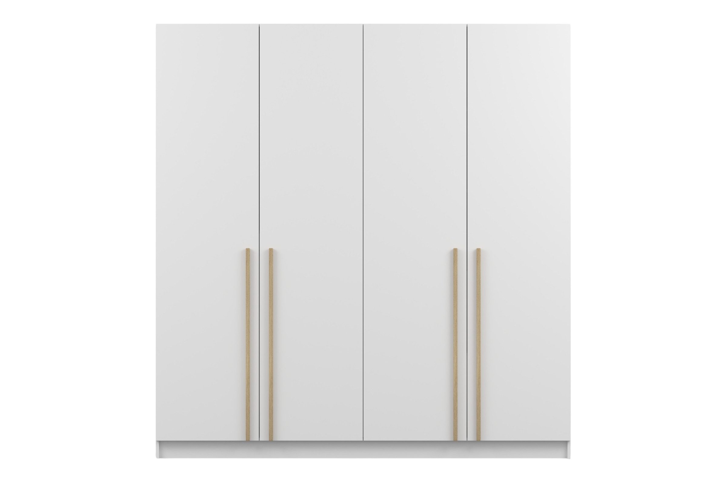 Deine Möbel 24 Kleiderschrank SAVI 4D 200 cm breit, 4-türig (1 St., SAVI-Kollektion) 5 Einlegeböden, 2 Kleiderstangen, Holzgriffe, Weiß