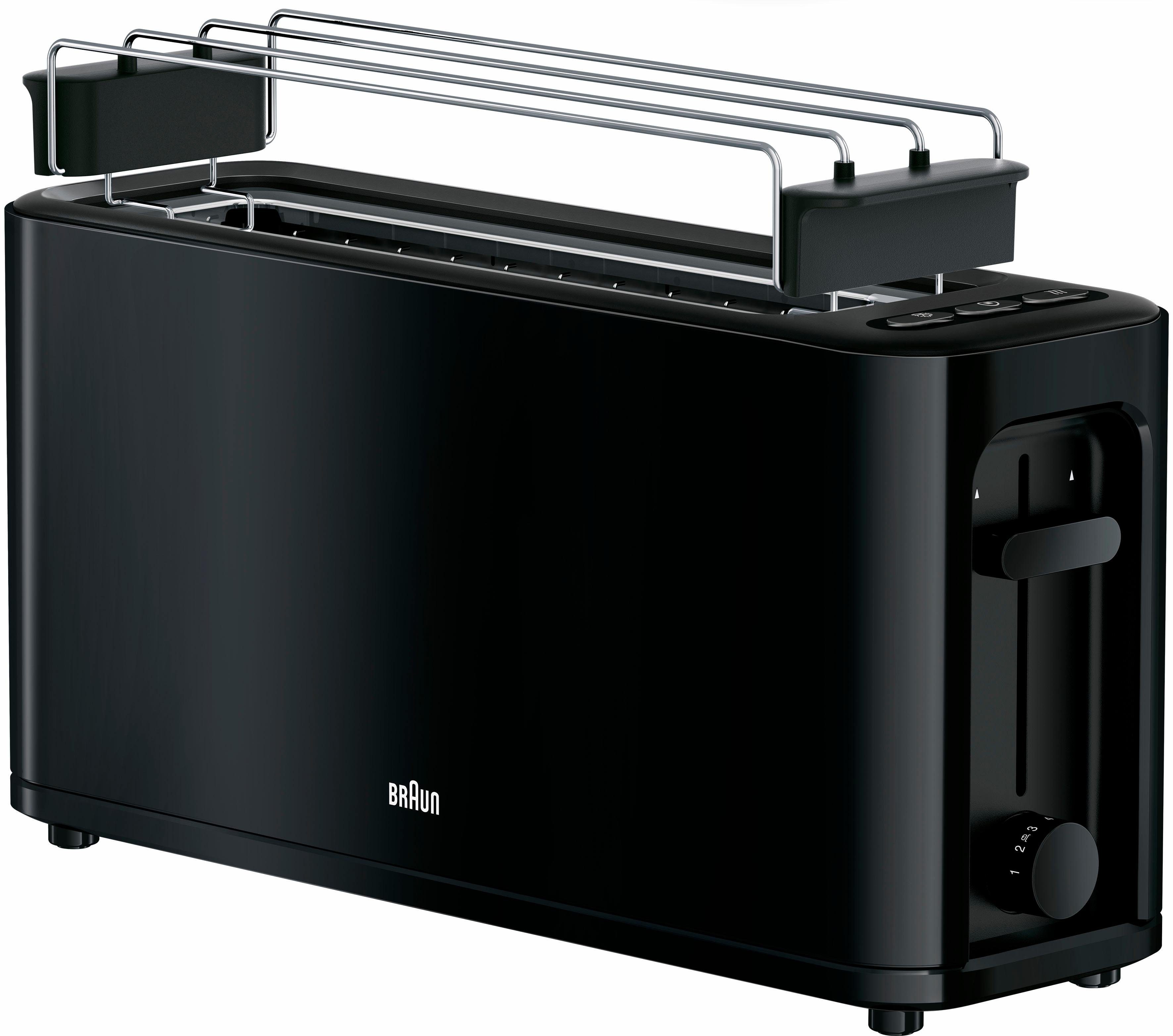 Braun Toaster HT 3110 BK, 1 langer Schlitz, für 2 Scheiben, 1000 W