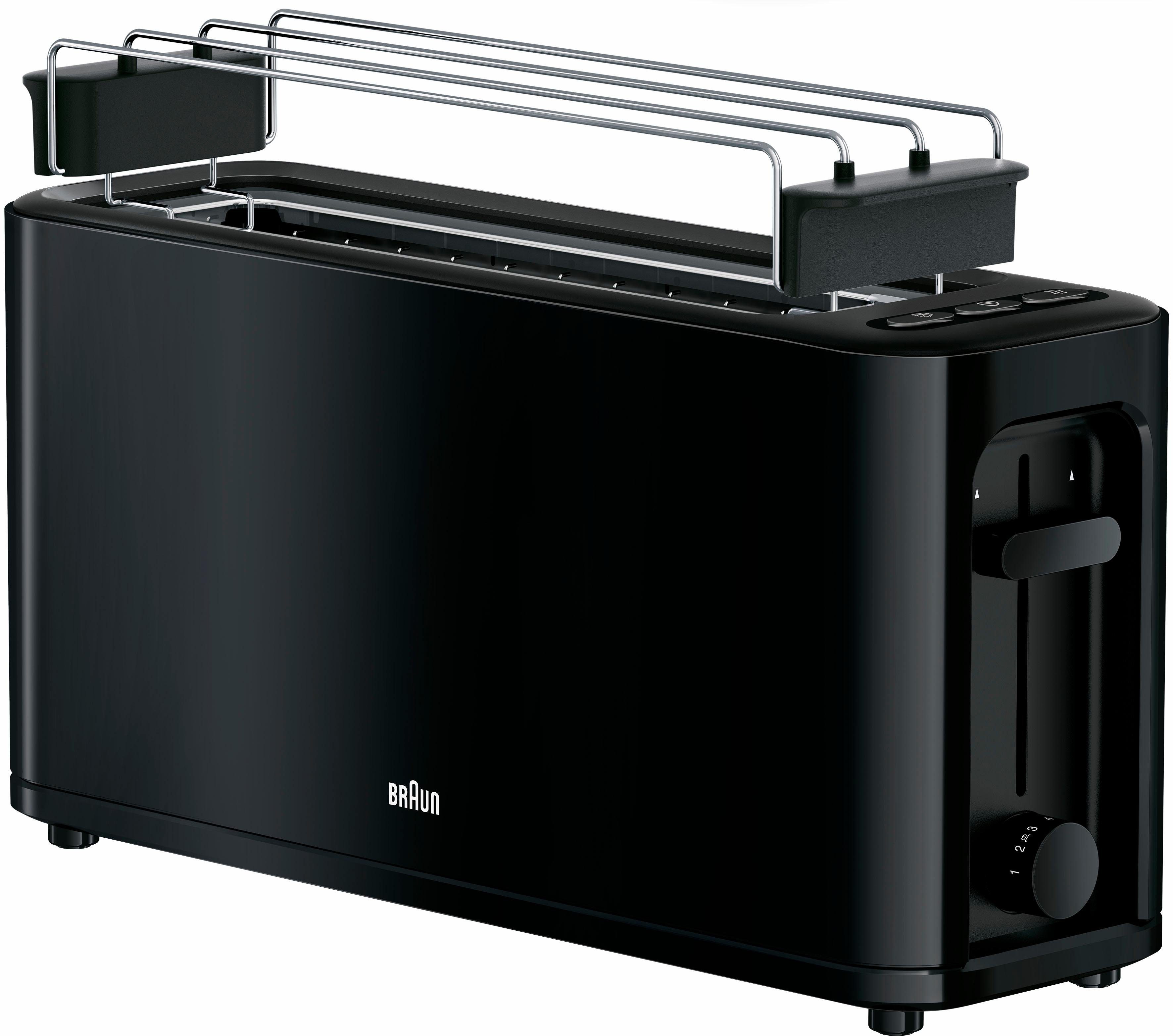 Braun Toaster PurEase HT 3110 BK - 1 Langschlitz, 7 Stufen, Auftau- Aufwärmfunktion, 1 langer Schlitz, für 2 Scheiben, 1000 W, 1.000 W, …