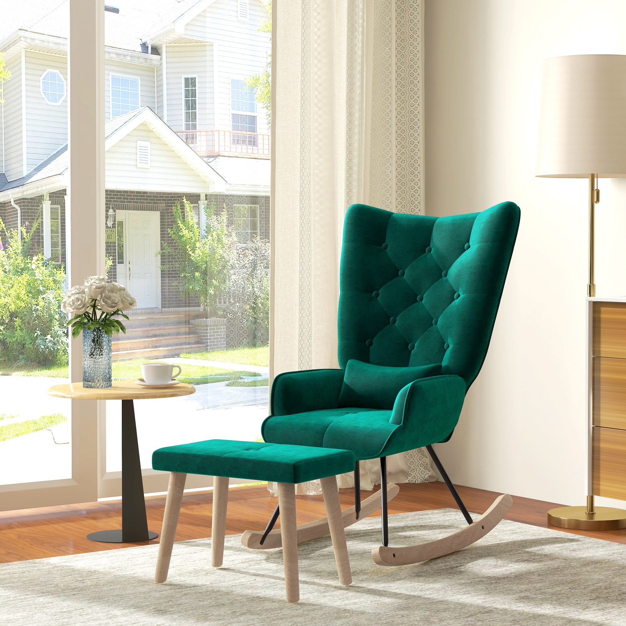 HOMCOM Relaxsessel Schaukelsessel mit Hocker (Polsterstuhl, günstig online kaufen