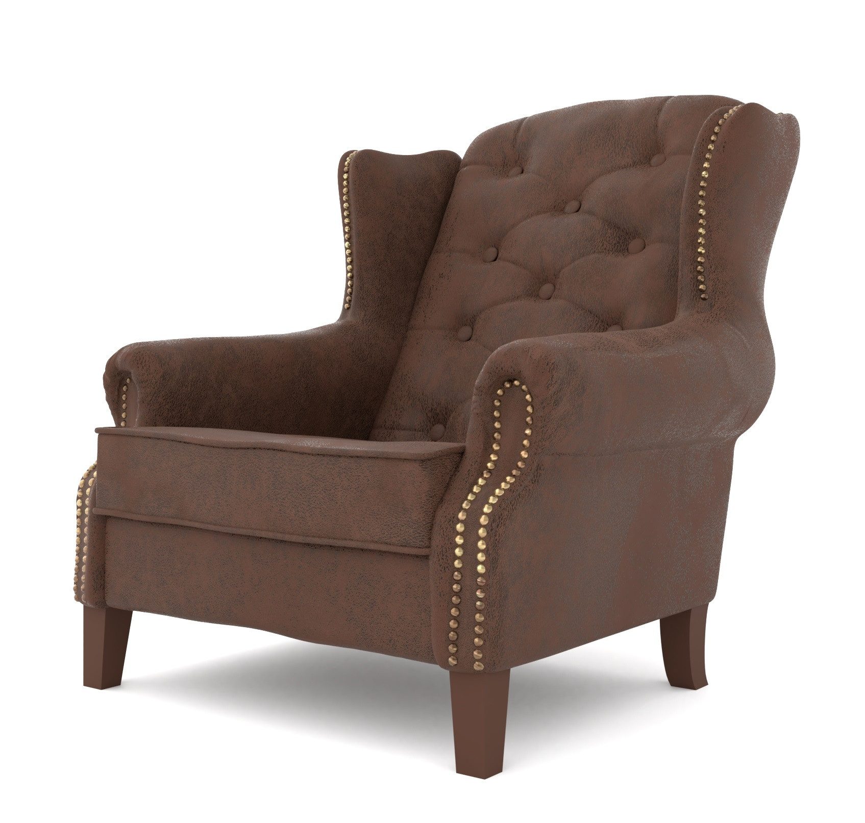 S-Style Möbel Ohrensessel Luzern, Chesterfield mit Steppung und Holzfüßen, mit Wellenfederung