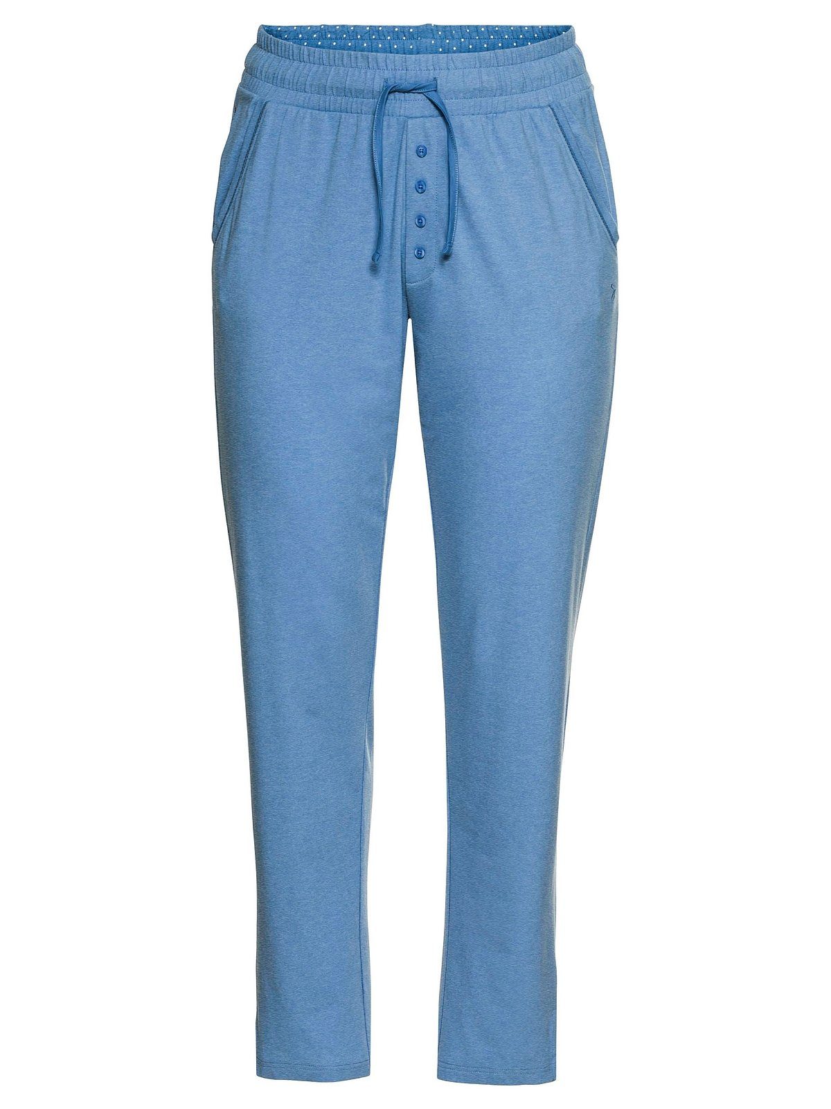Damen Hosen Sheego Pyjamahose Schlafanzughose mit Kontrastdetails und Zierknöpfen