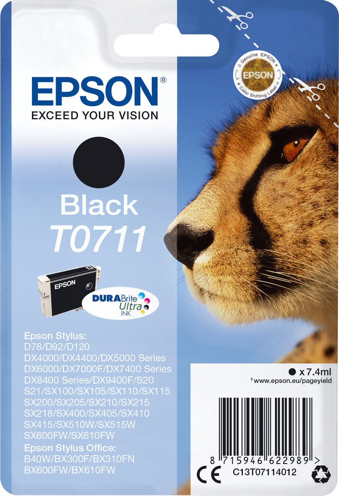 T0711 Druckerpatrone Epson schwarz) (original Tintenpatrone T0711