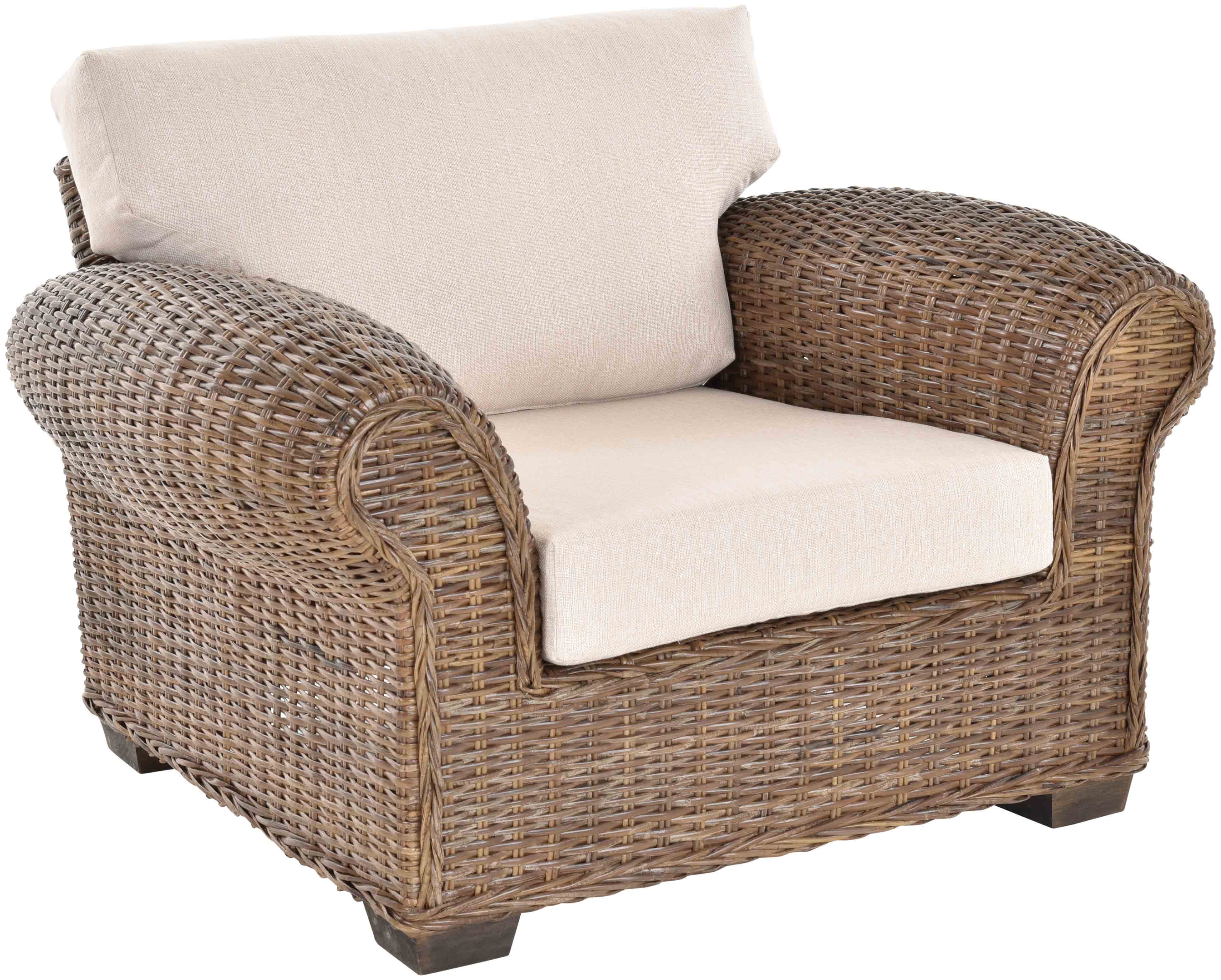 Krines Home Loungesessel Wohnzimmersessel Chester Lounge Rattansessel Wohnzimmer Natur, Rattan Sessel