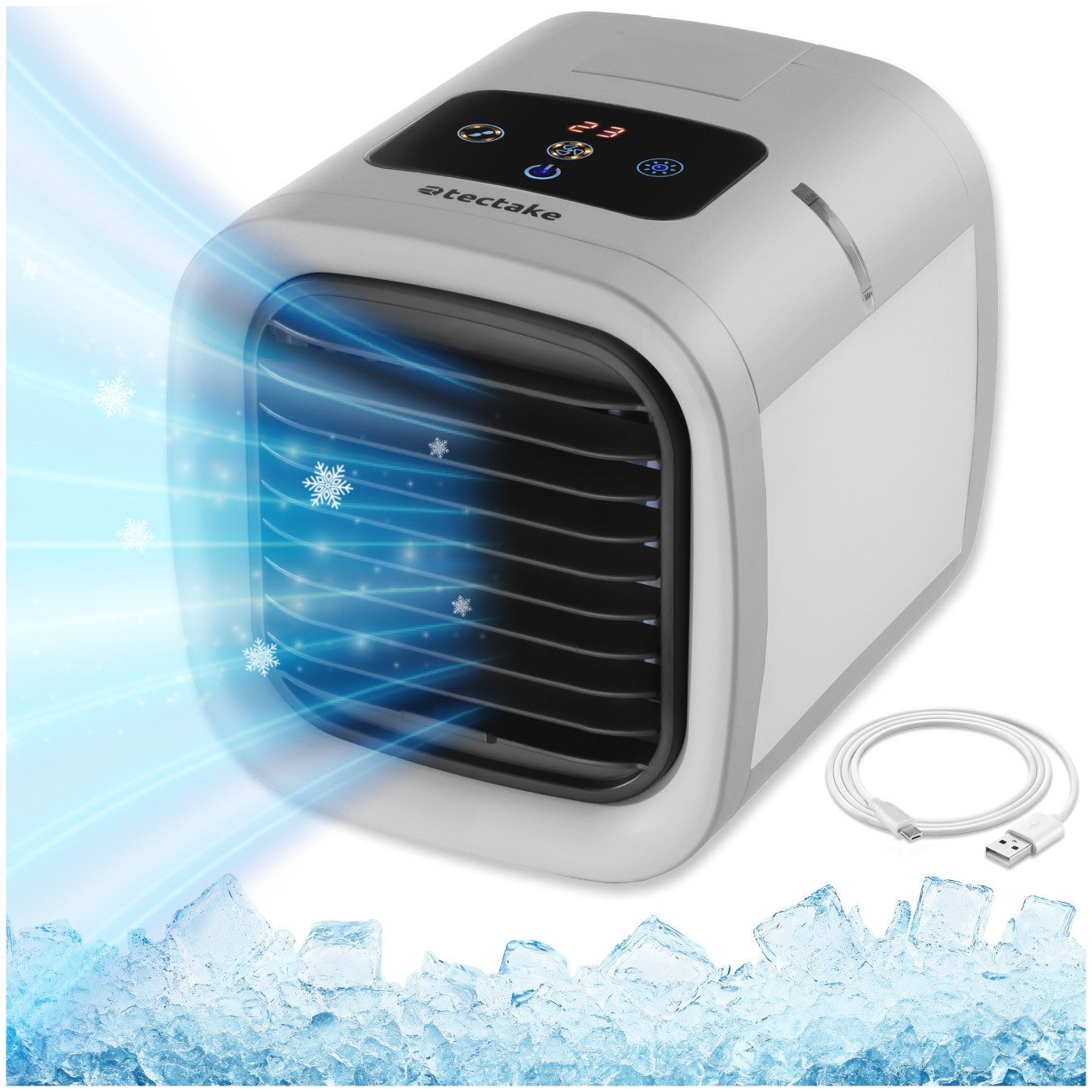 tectake Tischventilator Luftkühler, seitliche LED-Beleuchtung mit günstig online kaufen