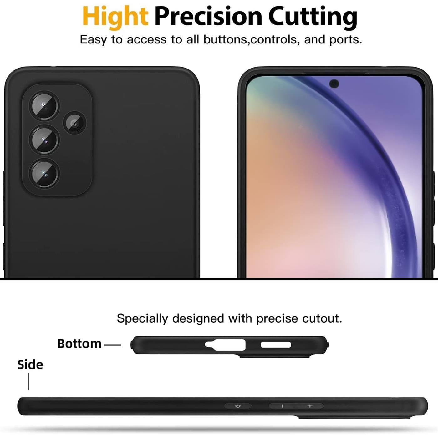 CoolGadget Handyhülle Handy Schutzhülle für Samsung Galaxy A34 5G matt schwarz 6,5 Zoll, Silikon TPU Hülle Schutz Tasche Cover schlicht Slim Case
