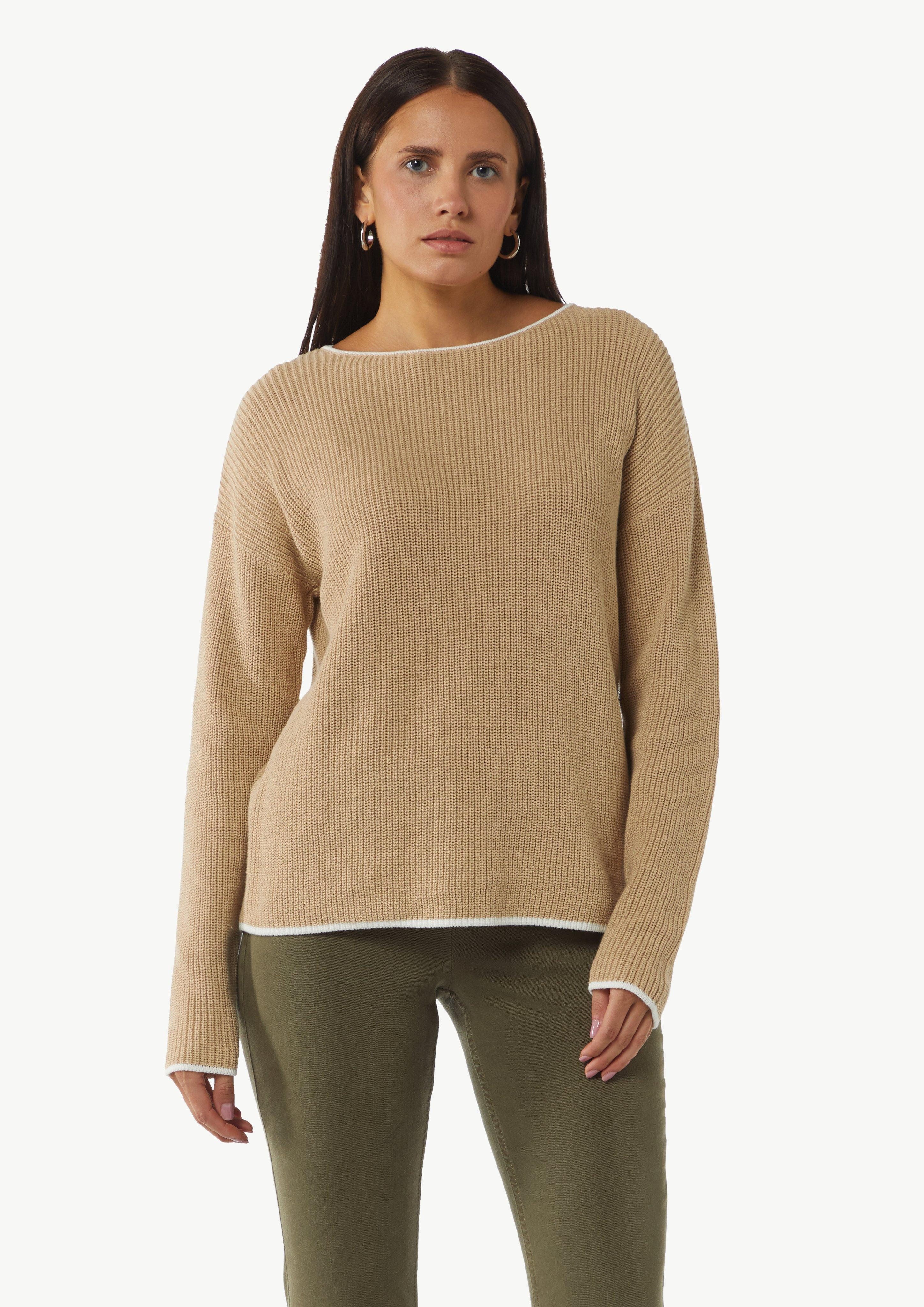Langarmshirt Strickpullover aus Baumwolle mit überschnittenen Schultern