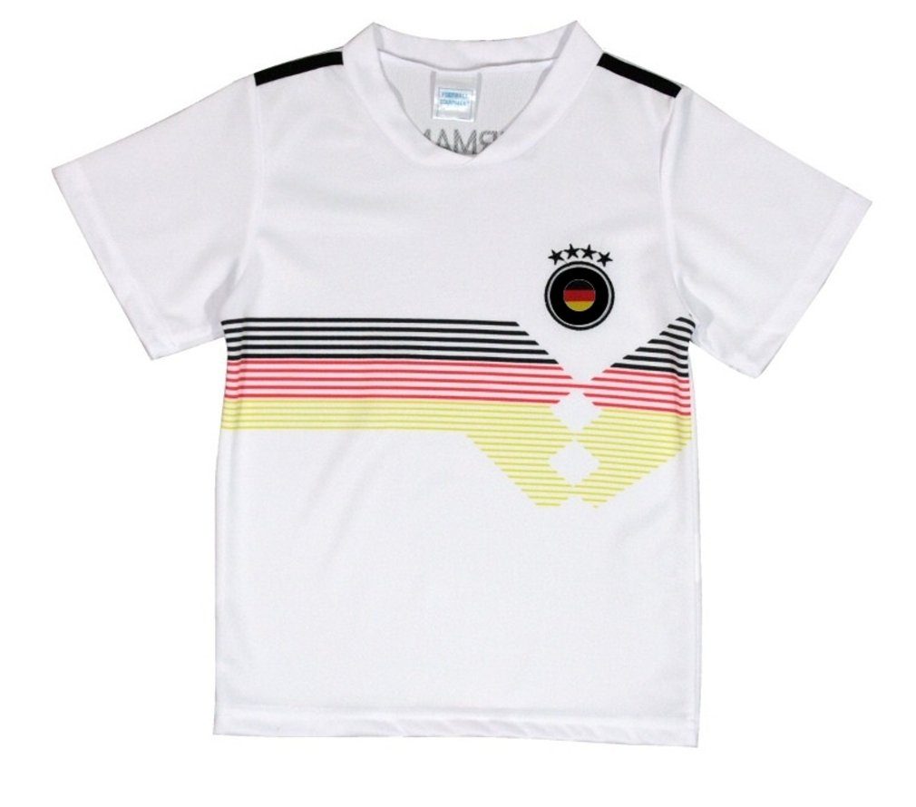 Fashion Boy Fußballtrikot Fussball Fan T-Shirt Deutschland Germany Trikot Shirt D-150 Weiß