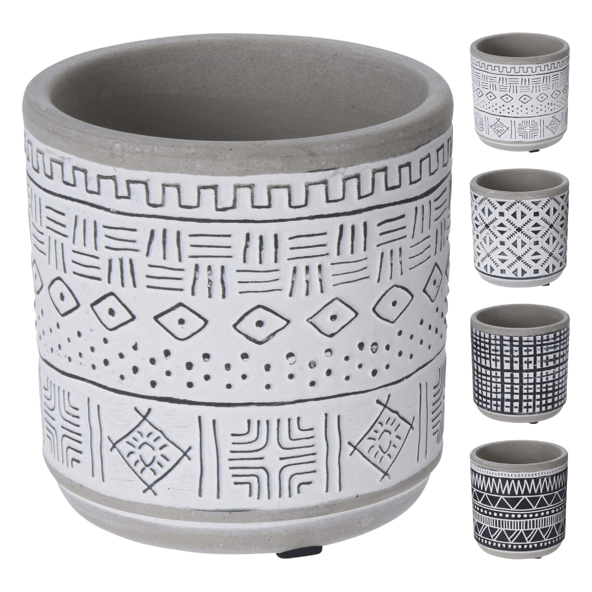 Koopmann Blumentopf, Blumentopf / Übertopf Keramik 9cm Weiß Schwarz 1 Stück sortiert