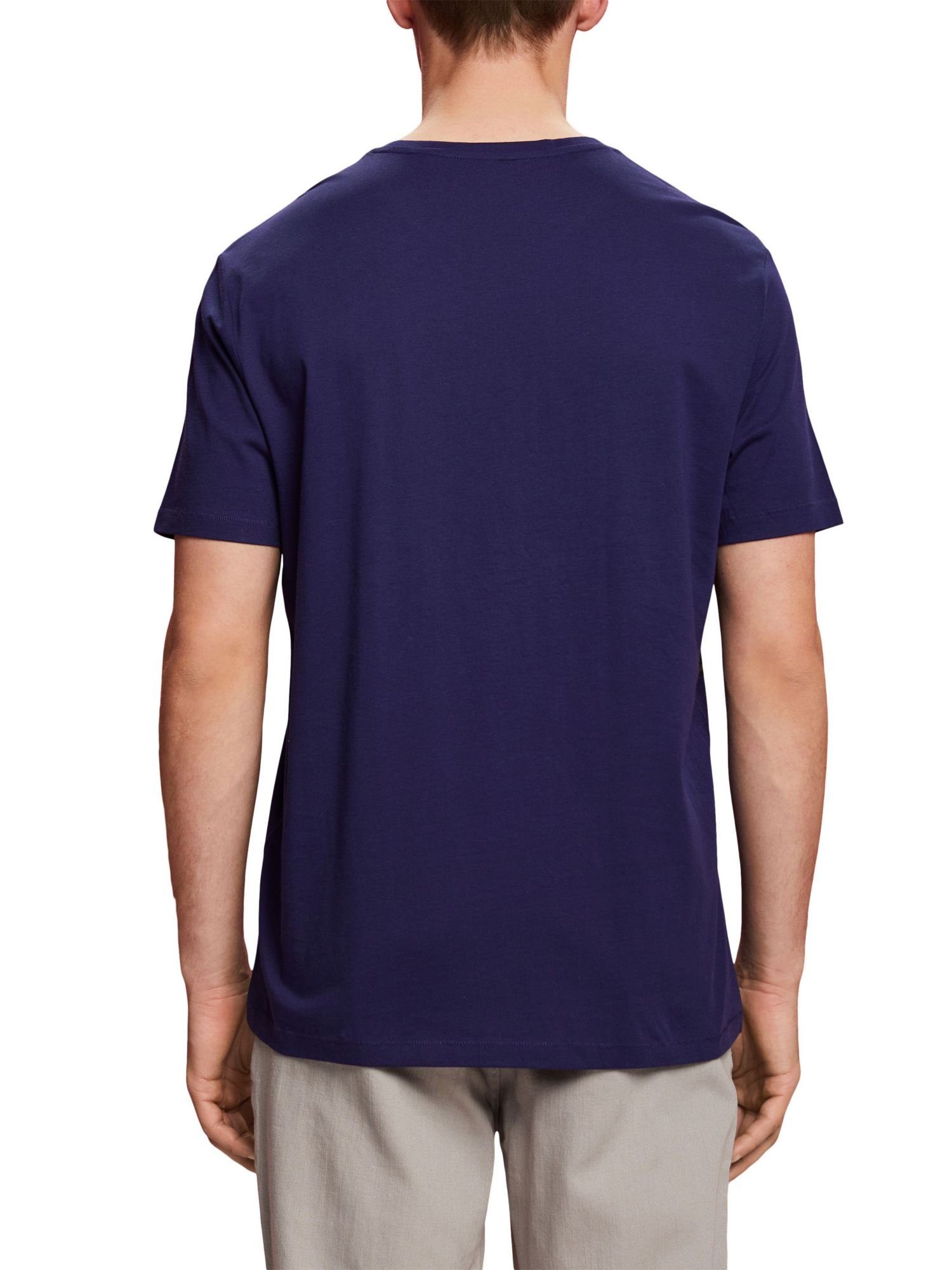 edc by Esprit T-Shirt BLUE Rundhals-T-Shirt mit Baumwolle % Print, DARK (1-tlg) 100