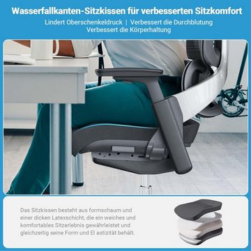 MELOKEA Bürostuhl ergonomischer Schreibtischstuhl, Drehstuhl mit hoher Rückenlehne, Verstellbare Kopfstütze, Armlehnen und Rückenlehne,bis 150kg belastbar