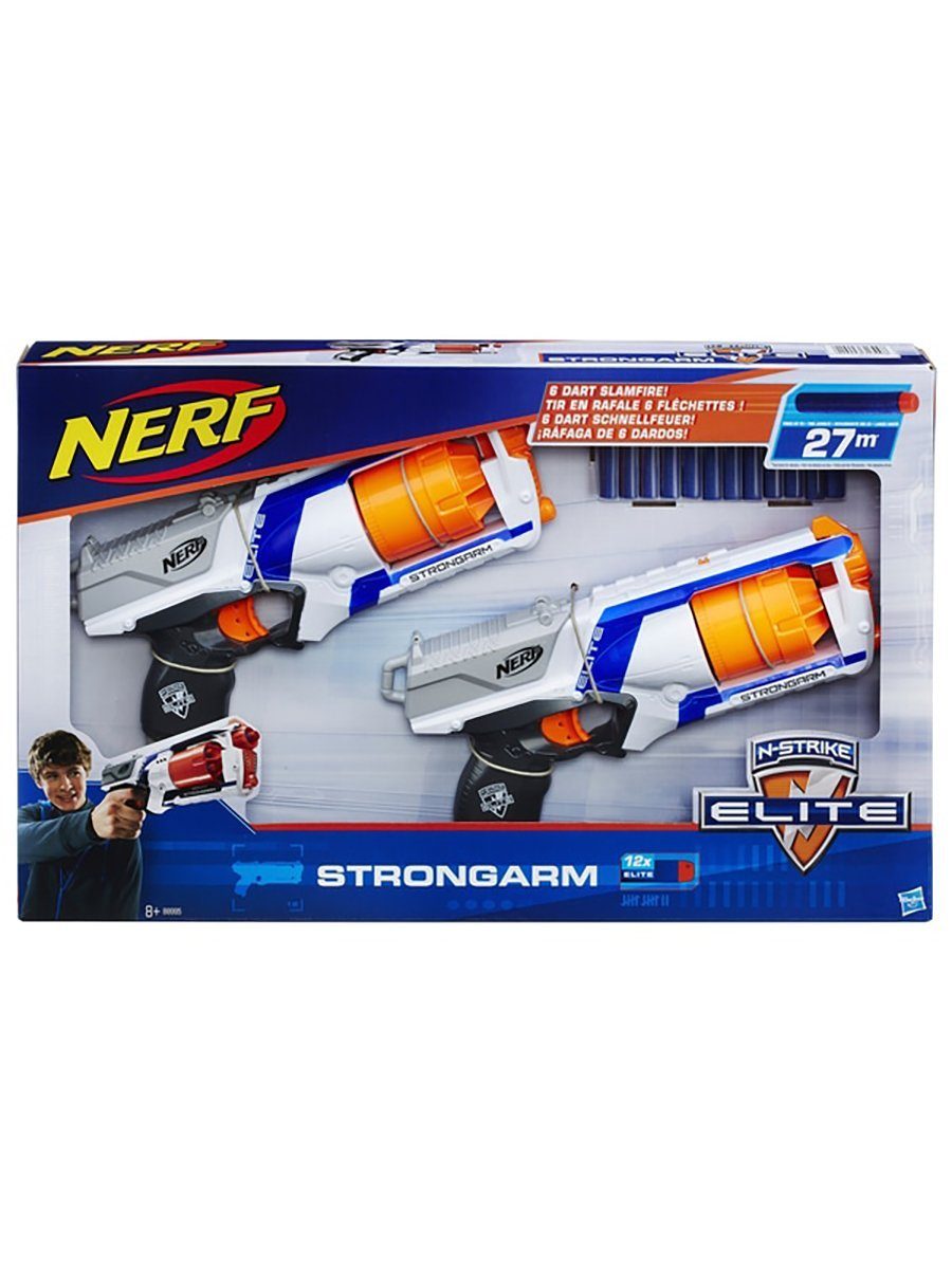 Hasbro Blaster 2er Pack Nerf Strongarm - Blaster outdoor Indoor, Einfacher Blaster mit hoher 27 Meter Reichweite. Viel Spaß im Doppelp