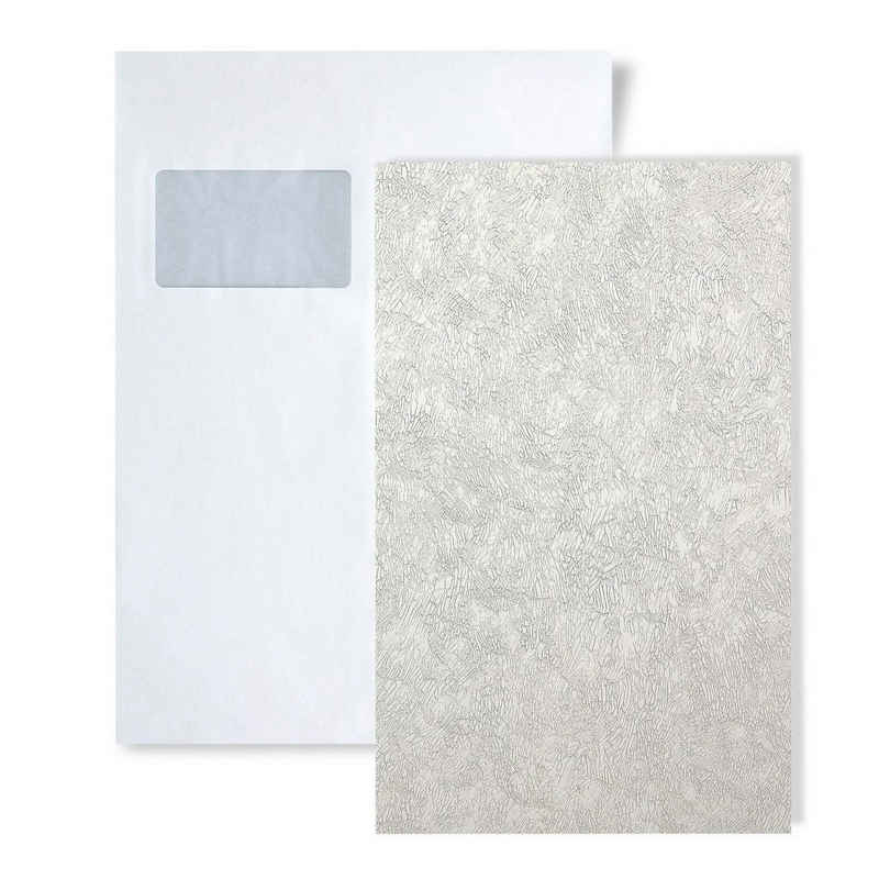 Edem Prägetapete S-9009-20, glänzend, abstrakt, unifarben, (1 Musterblatt, ca. A5-A4), weiß
