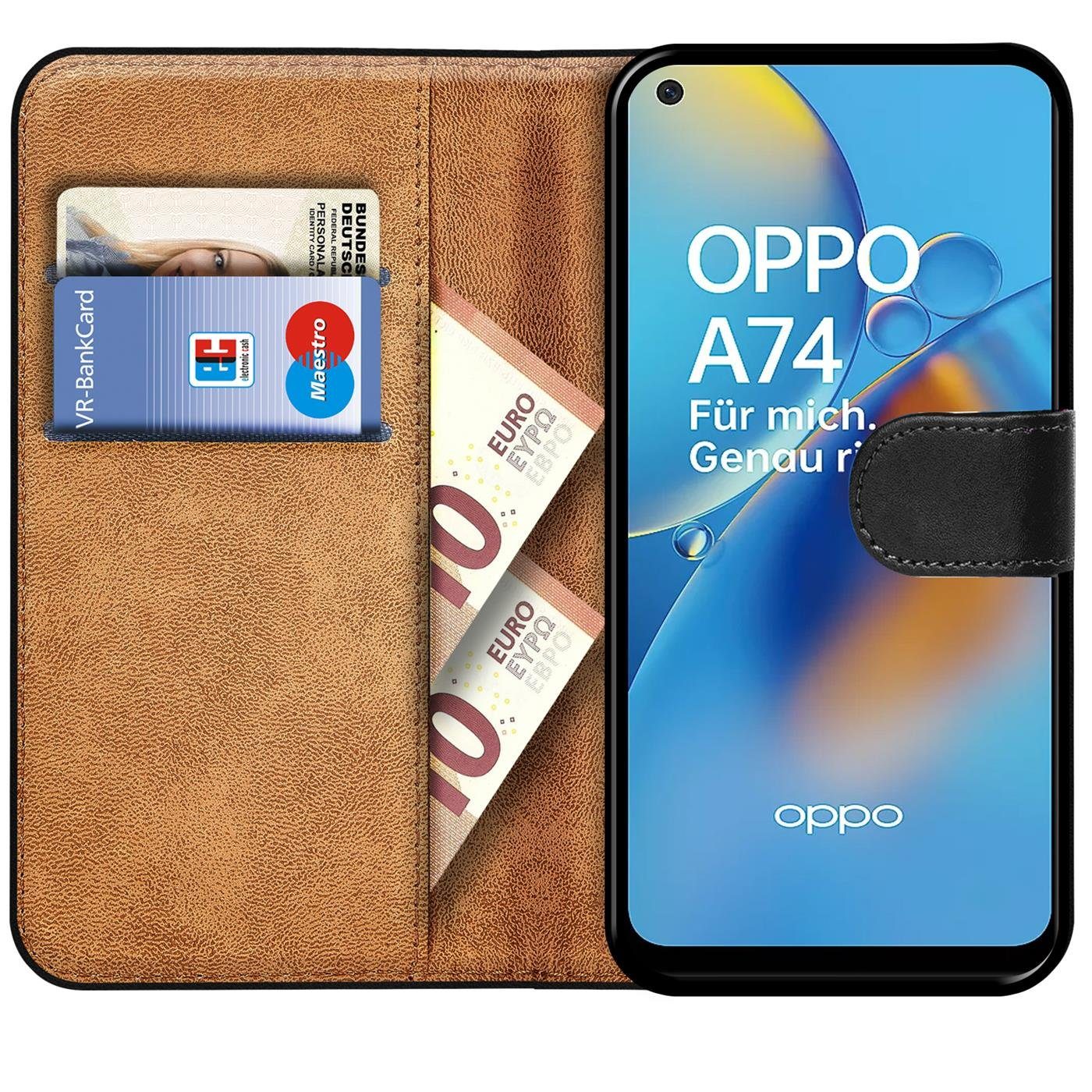 CoolGadget Handyhülle Book Case Handy Tasche für OPPO A74 4G 6,4 Zoll, Hülle Klapphülle Flip Cover für OPPO A74 4G Schutzhülle stoßfest