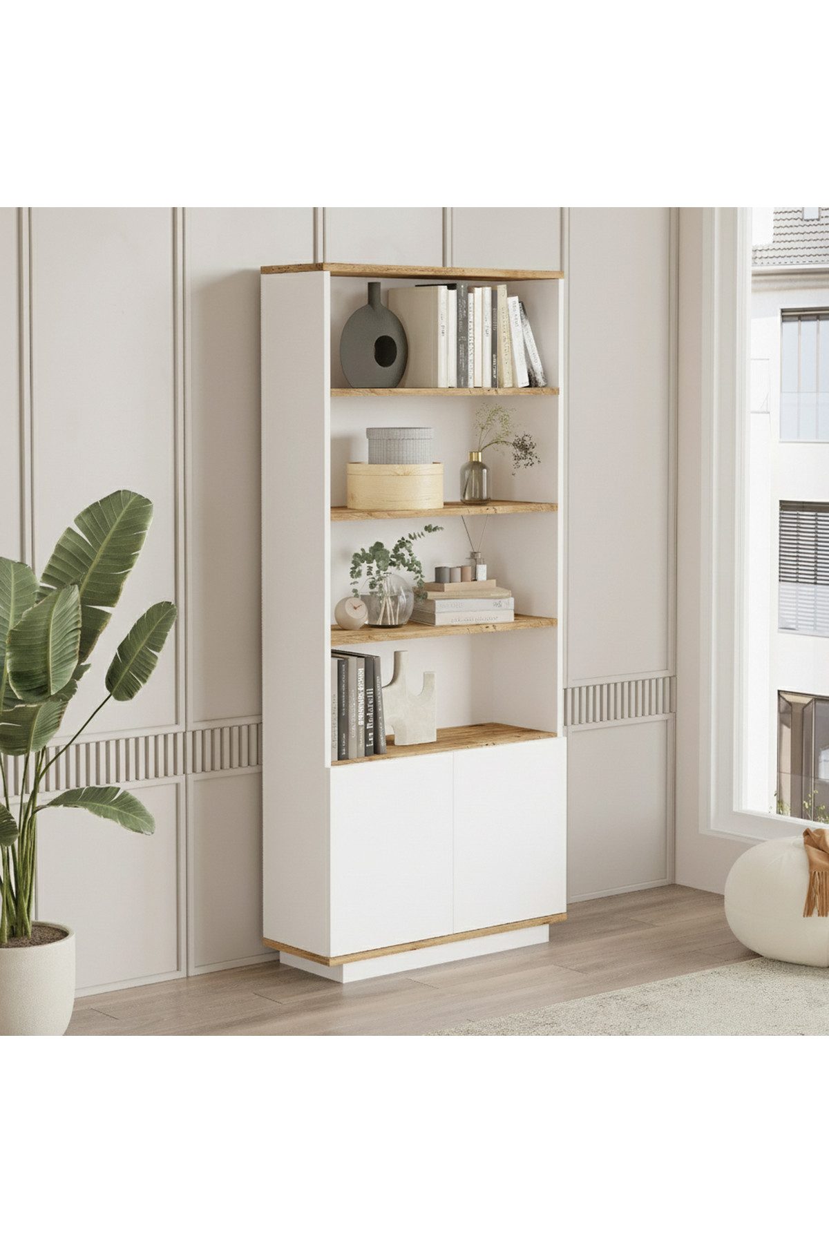 en.casa Standregal, Push-to-open Türen; skandinavisch 91117905