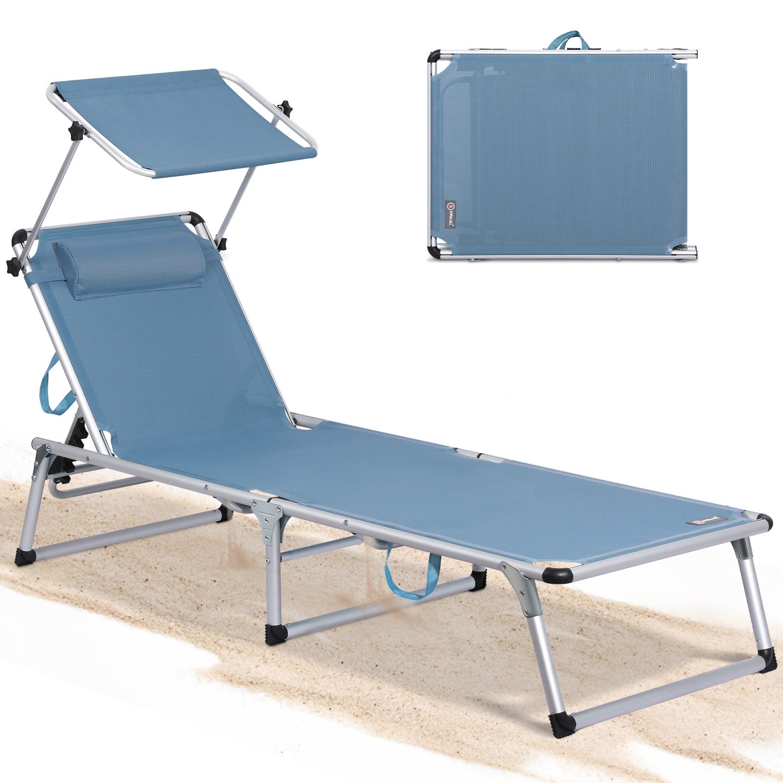 HOMECALL Gartenliege Leicht Sonnenliege Klappbar Alu Liegestuhl Strandliege günstig online kaufen