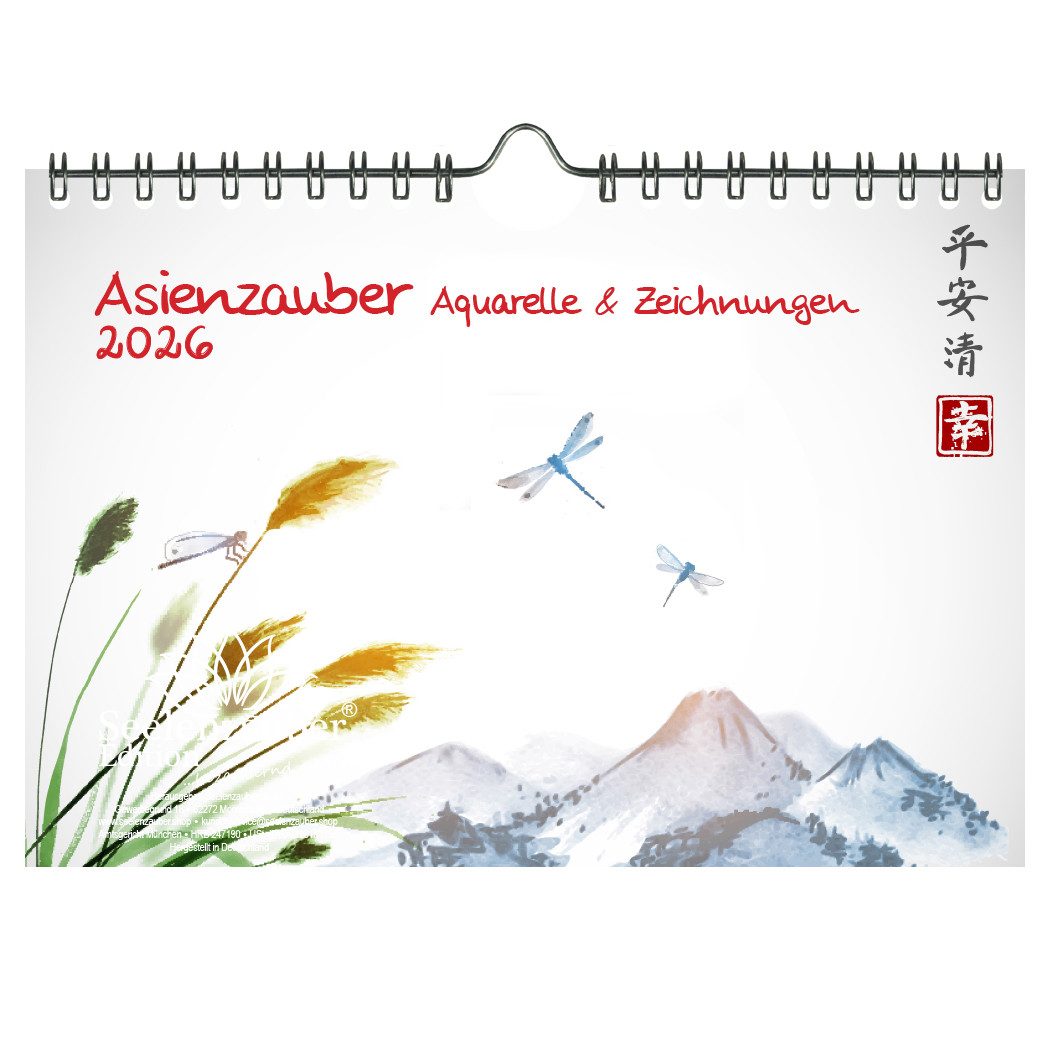 Seelenzauber Wandkalender Japanische Aquarelle DIN A5 Kalender für 2026 Japan Stadt und Land