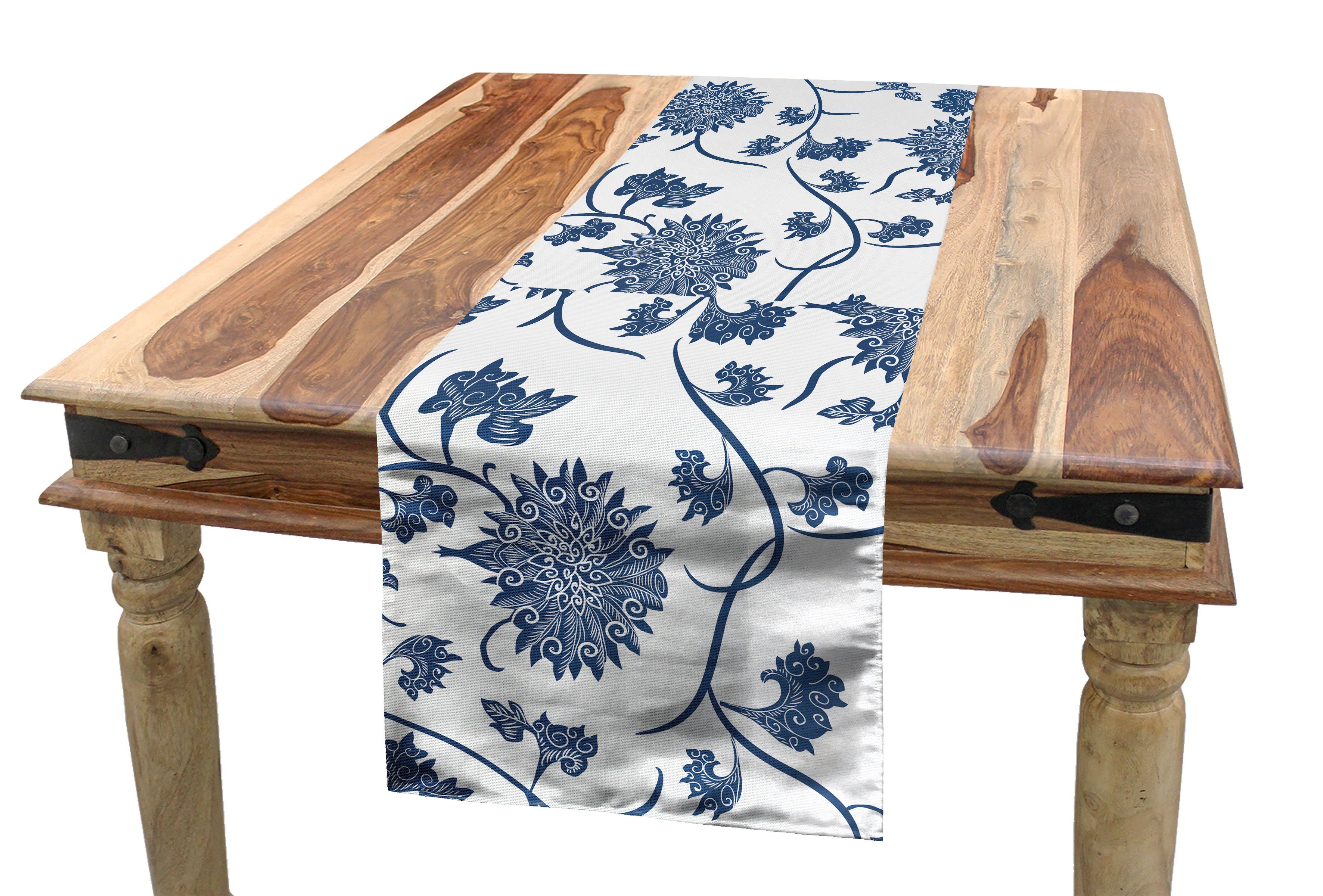 Abakuhaus Tischläufer Esszimmer Küche Rechteckiger Dekorativer Tischläufer, Blau Chinesischer Garten Traditionelle