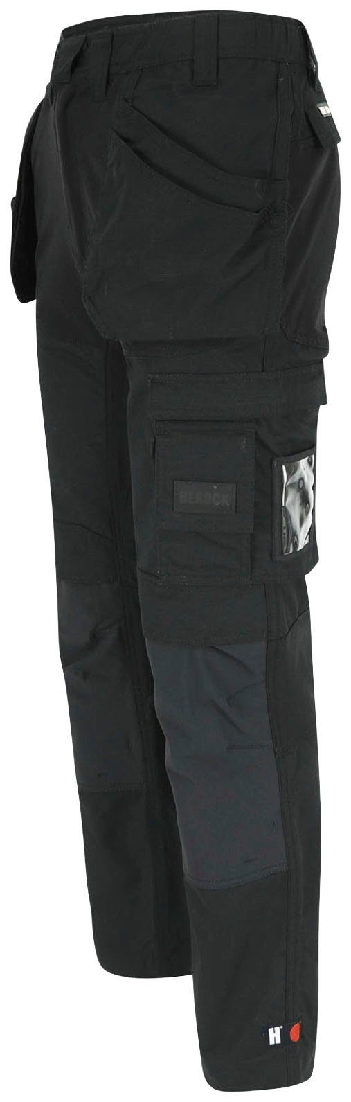 Herock Arbeitshose Spector Hose Multi-Pocket-Hose 2 Nageltaschen 4-Wege-Stretch-Teilen und mit festen schwarz