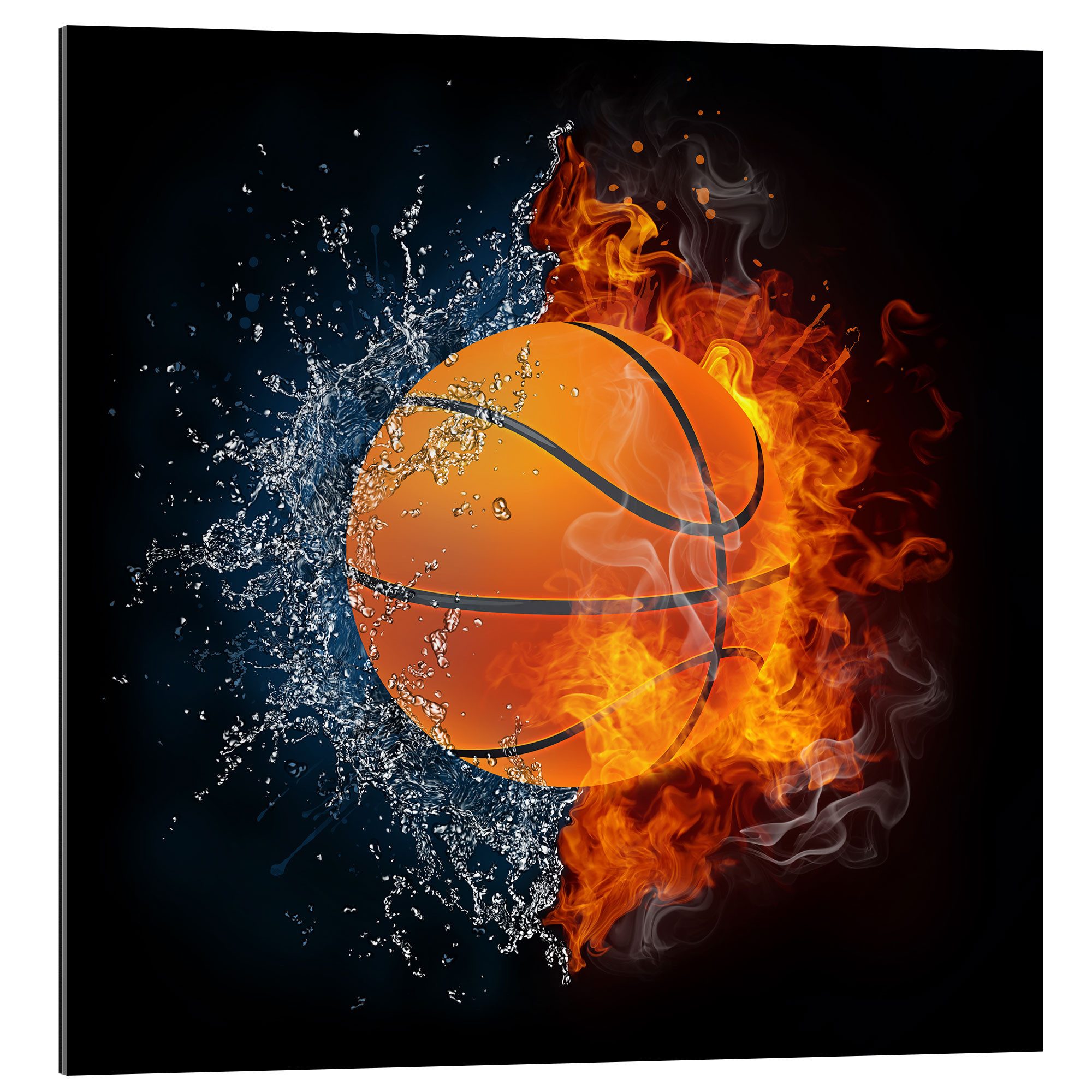 Posterlounge XXL-Wandbild Editors Choice, Der Basketball im Kampf der Elemente, Illustration